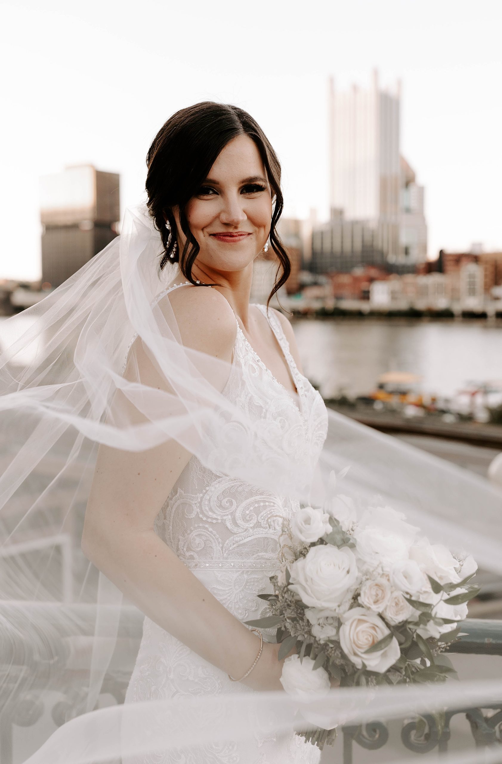 bridal portraits; The Grand Concourse Pittsburgh; Pittsburgh Restaurants, PA wedding venue; Monongahela River