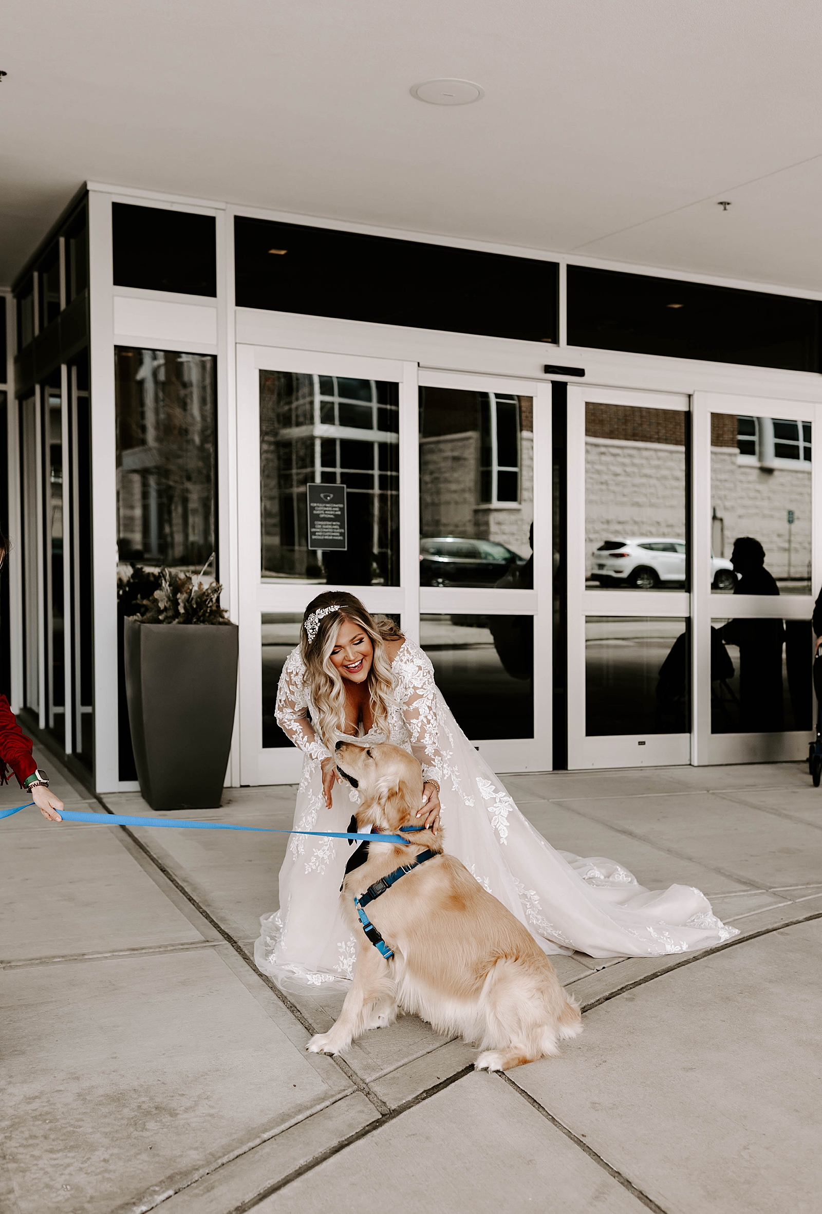 wedding photos with dog; bride with dog