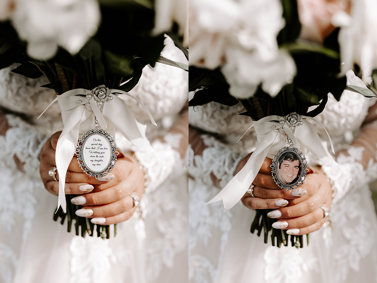 bridal bouquet; in loving memory