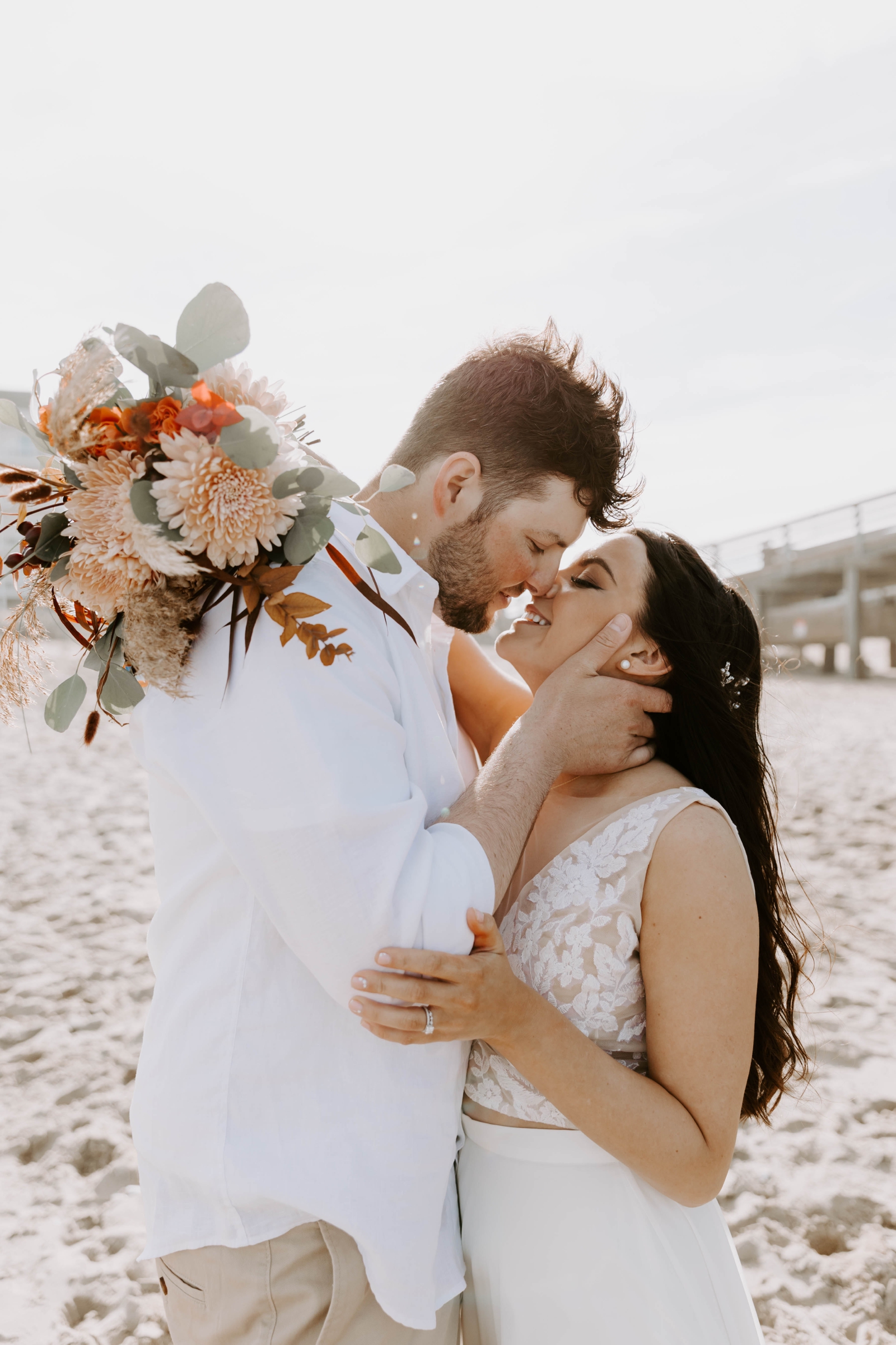 outer banks wedding venues; two-piece wedding dress for beach wedding