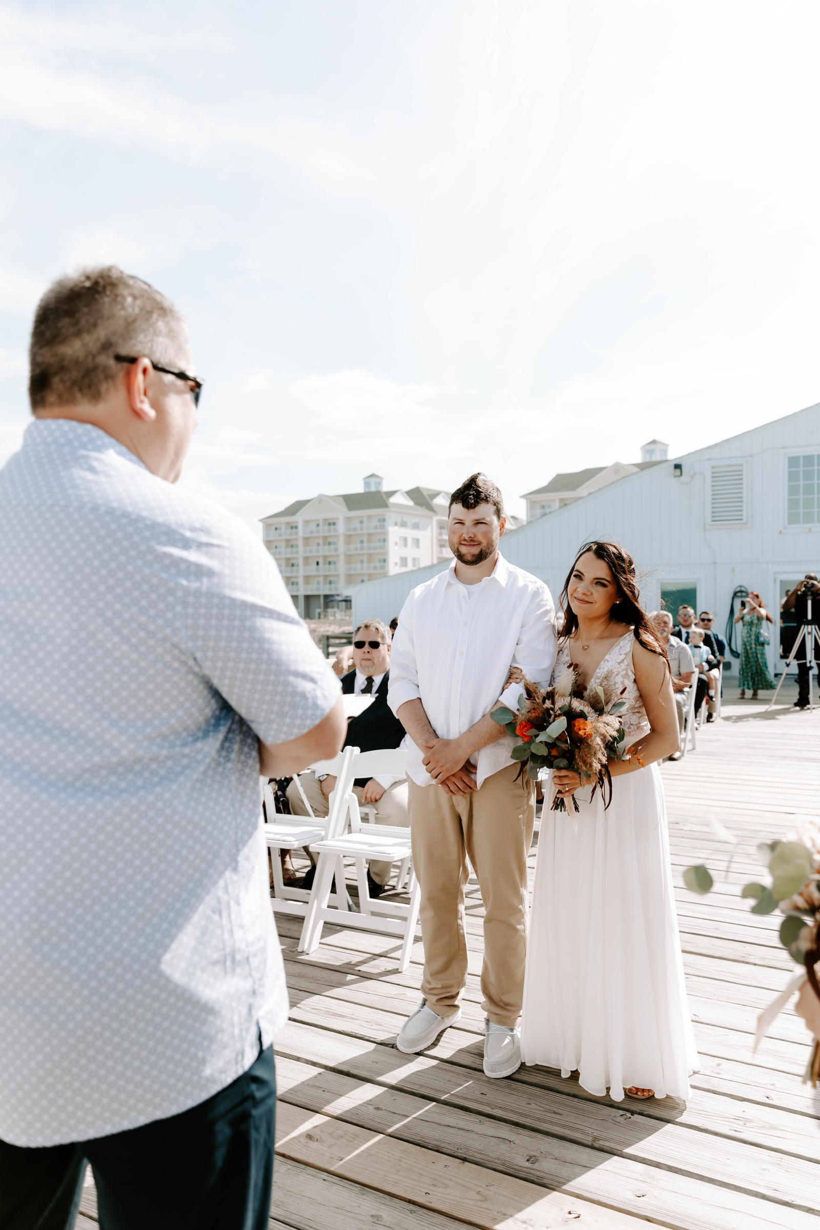 beach wedding ceremony; The Hilton Garden Inn at Kitty Hawk; Outer Banks wedding venues