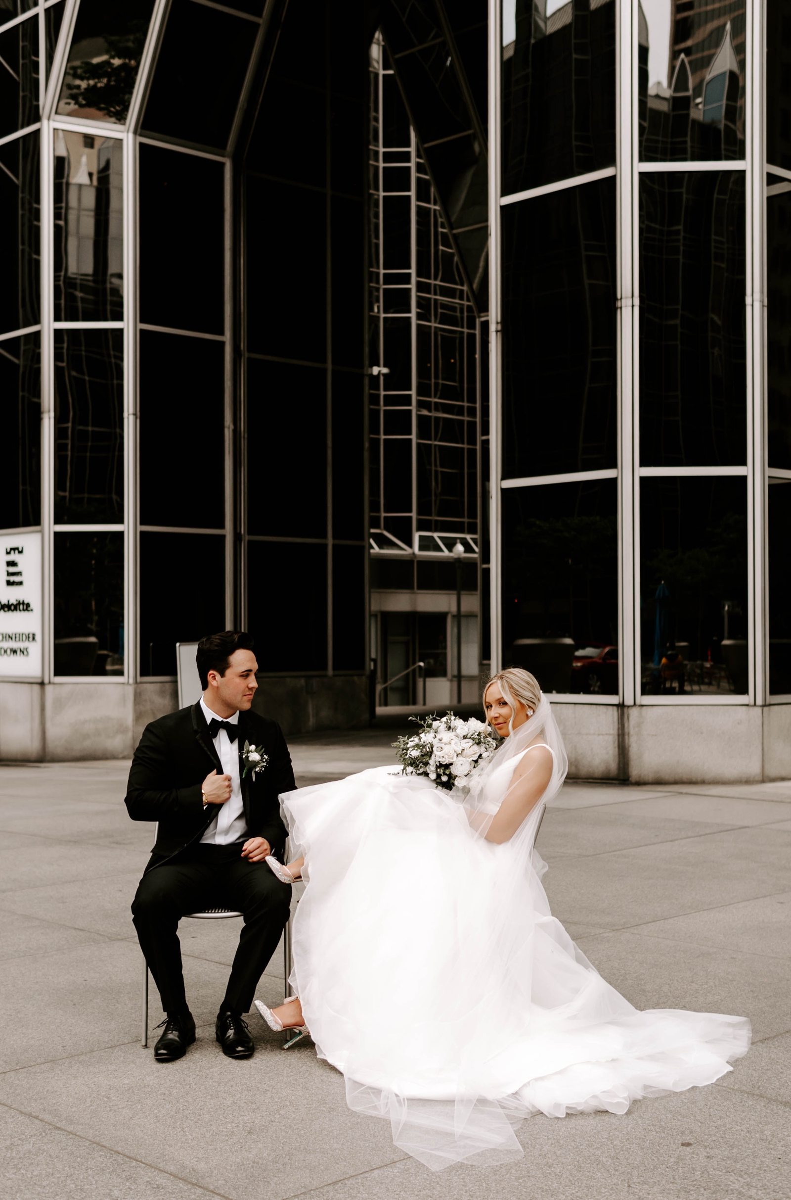 Couple's Portraits at PPG Place Pittsburgh