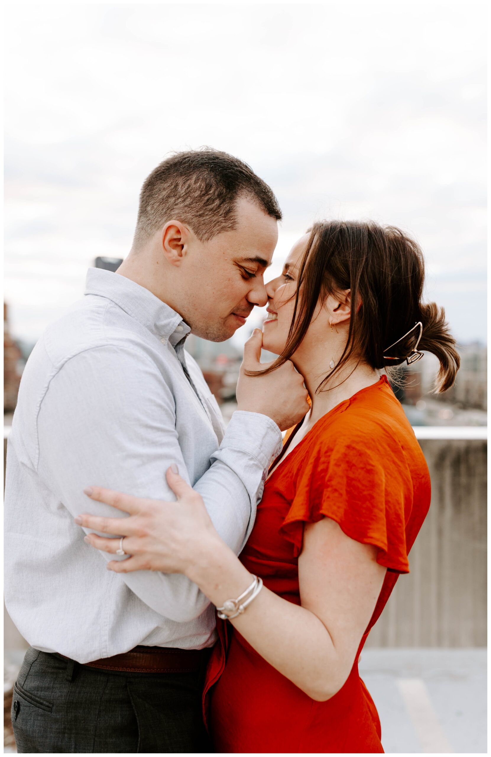 The Strip District Pittsburgh; rooftop engagement photos