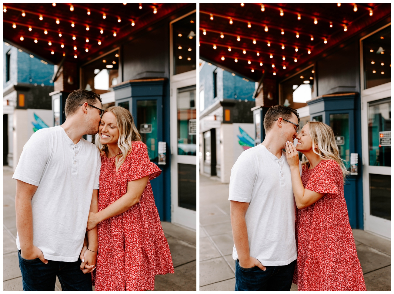 engagement photos at The Strand Theater, Zelienople, PA
