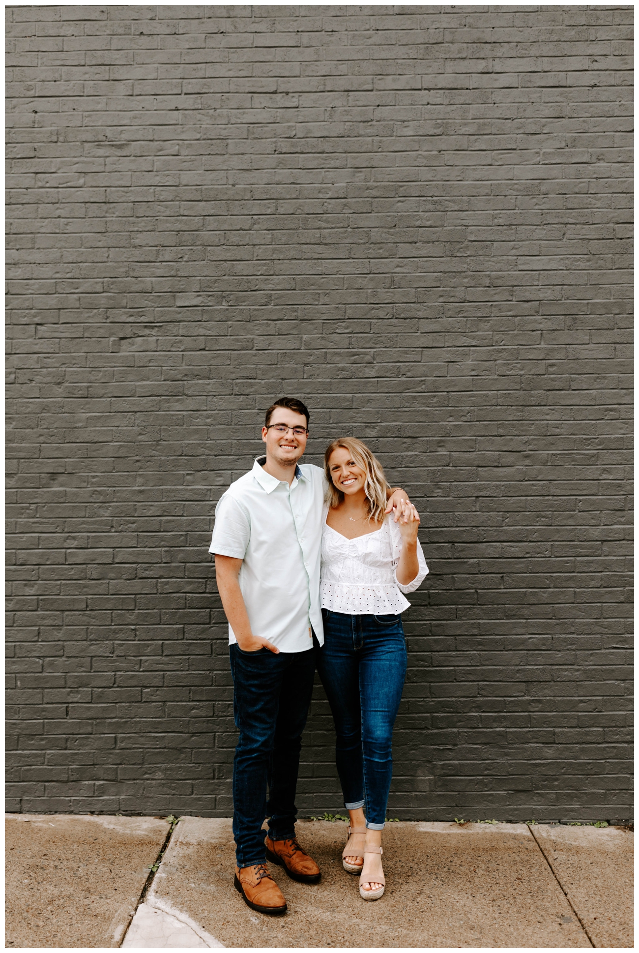 brick wall engagement photos by Rachel Wehan Photography