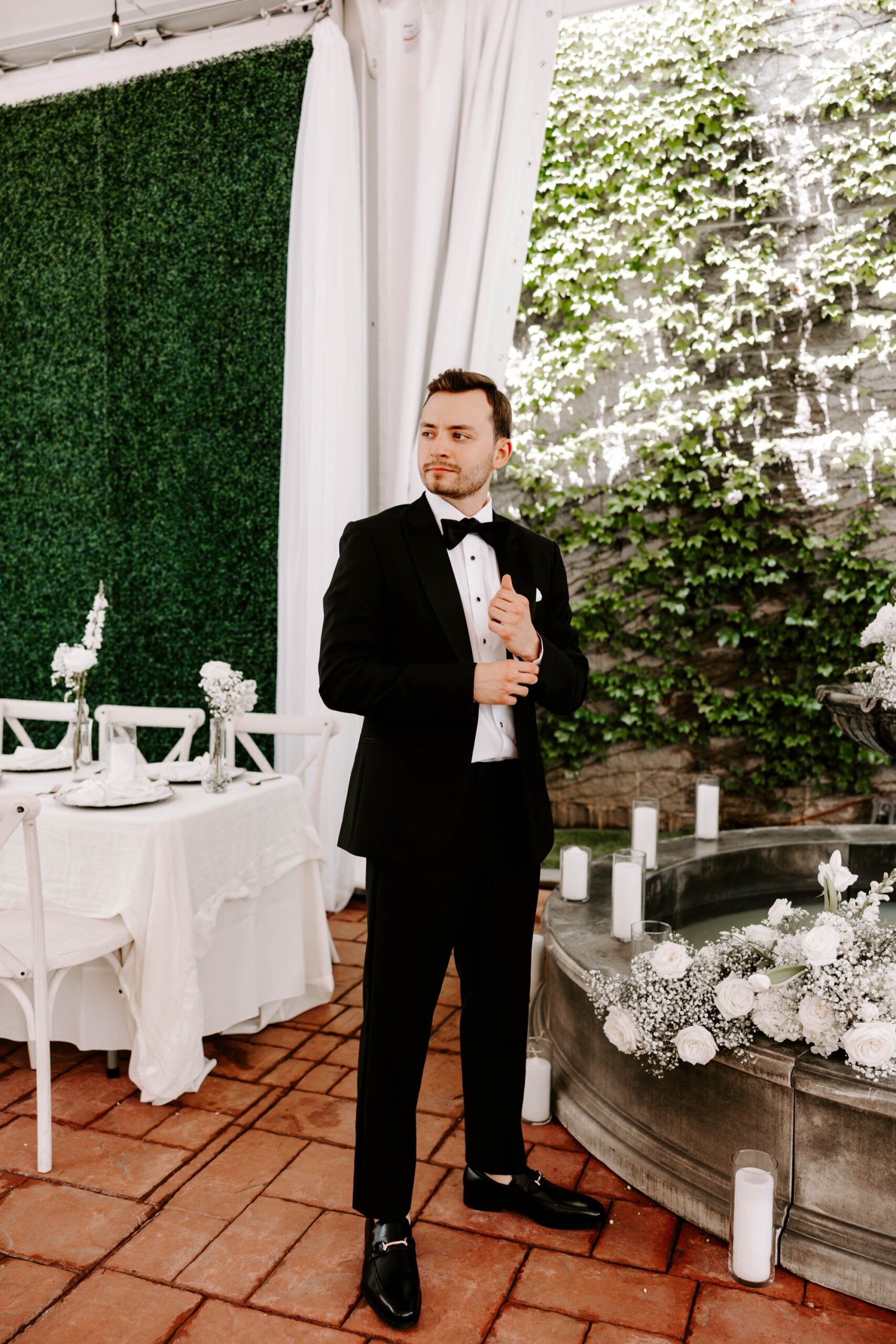 French-inspired wedding venues; venues with a courtyard and ivy wall