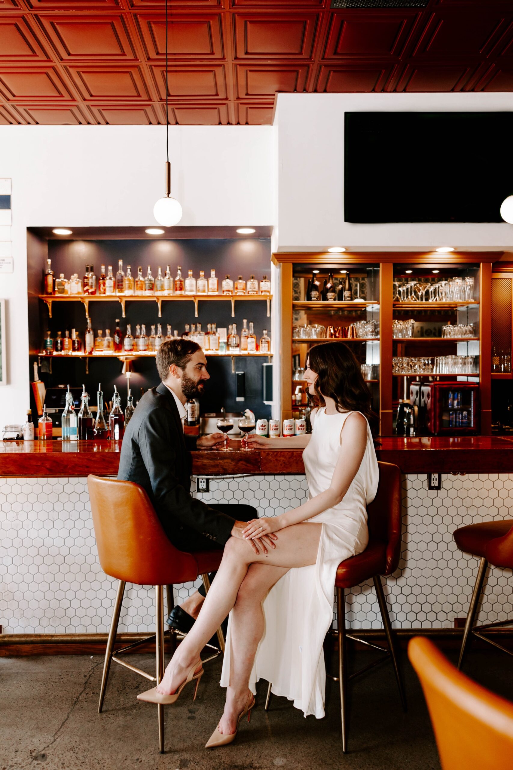 cocktail bar engagement session