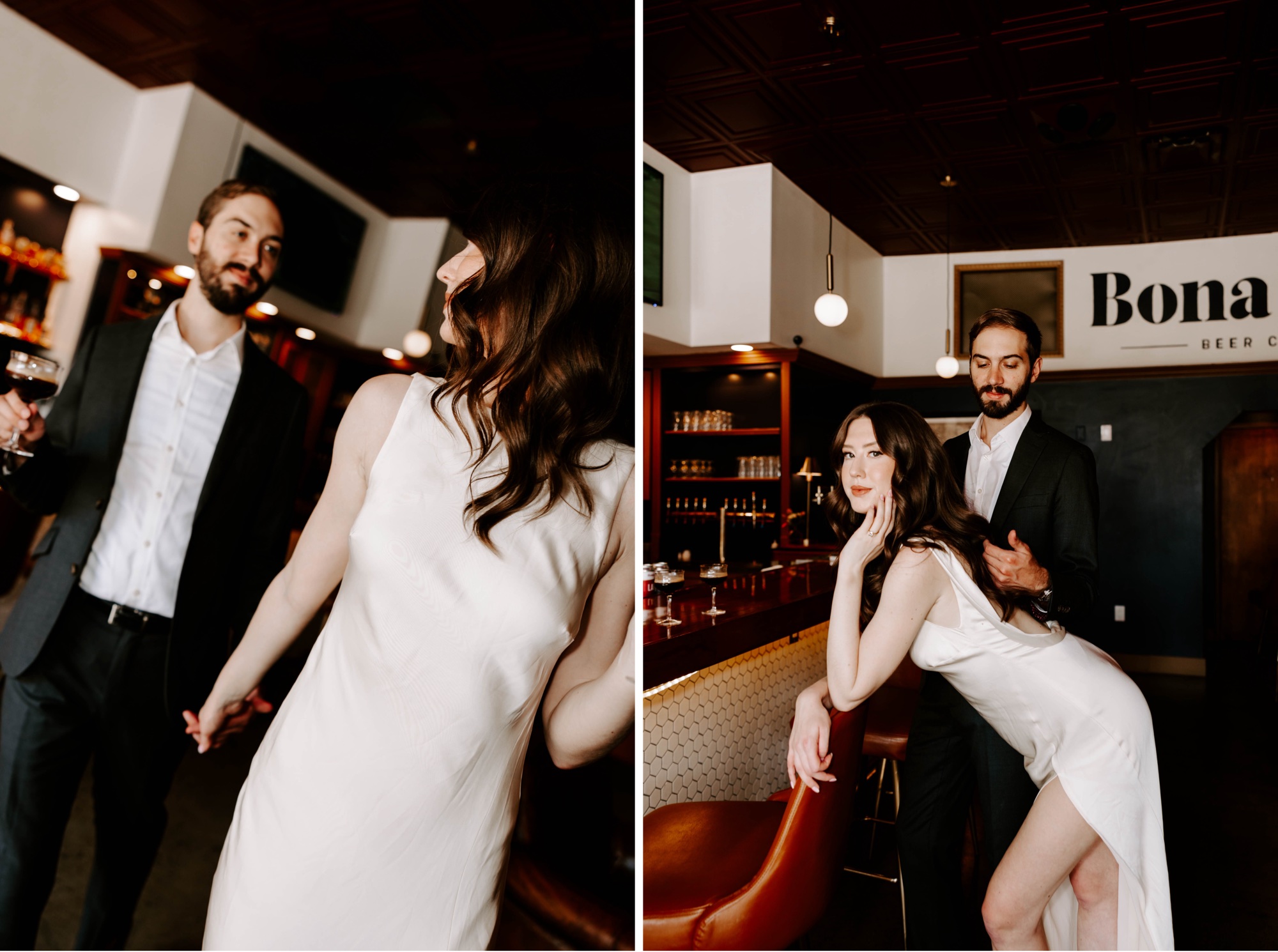 cocktail bar engagement session