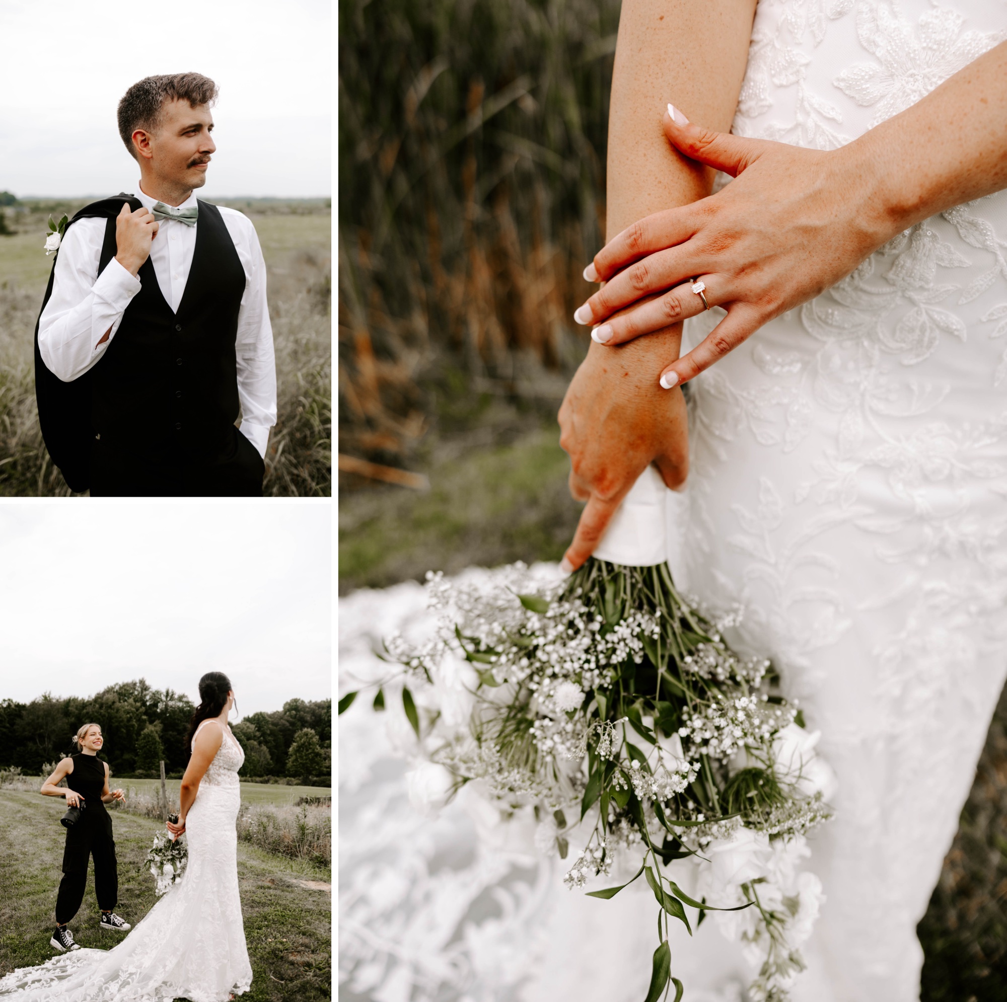 Willowbrook wedding grassy field portraits