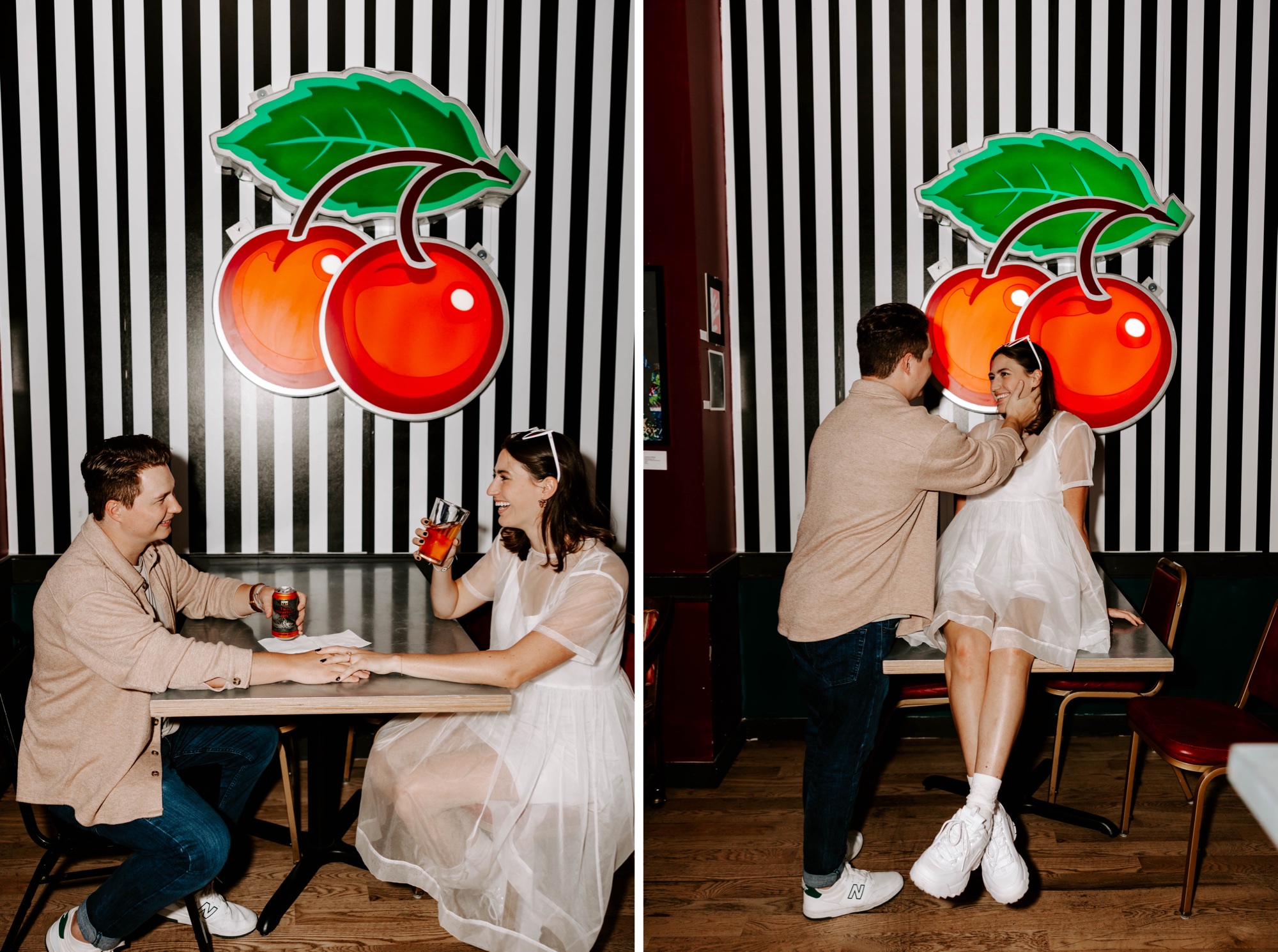 dive bar engagement photos