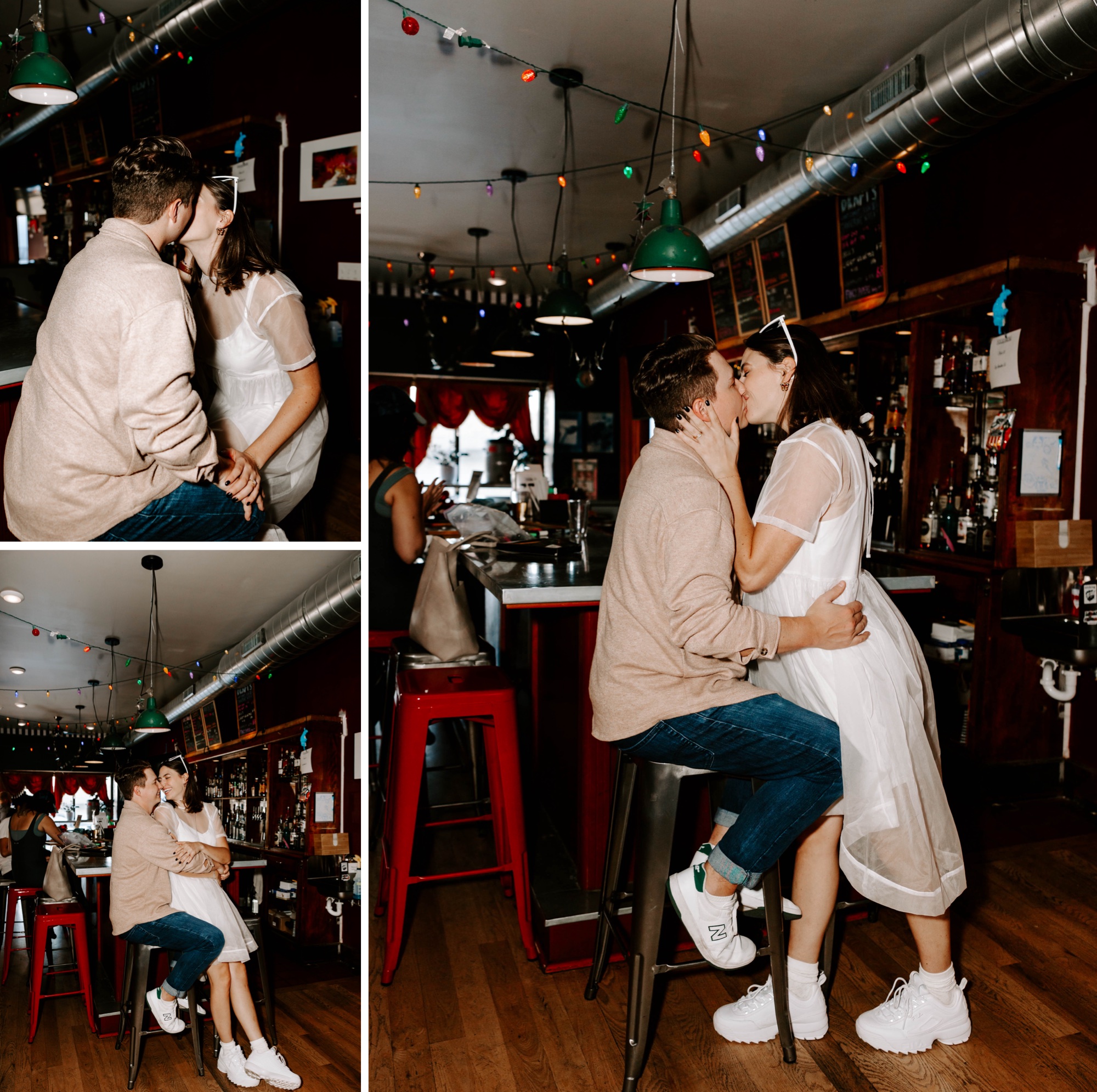 dive bar engagement photos