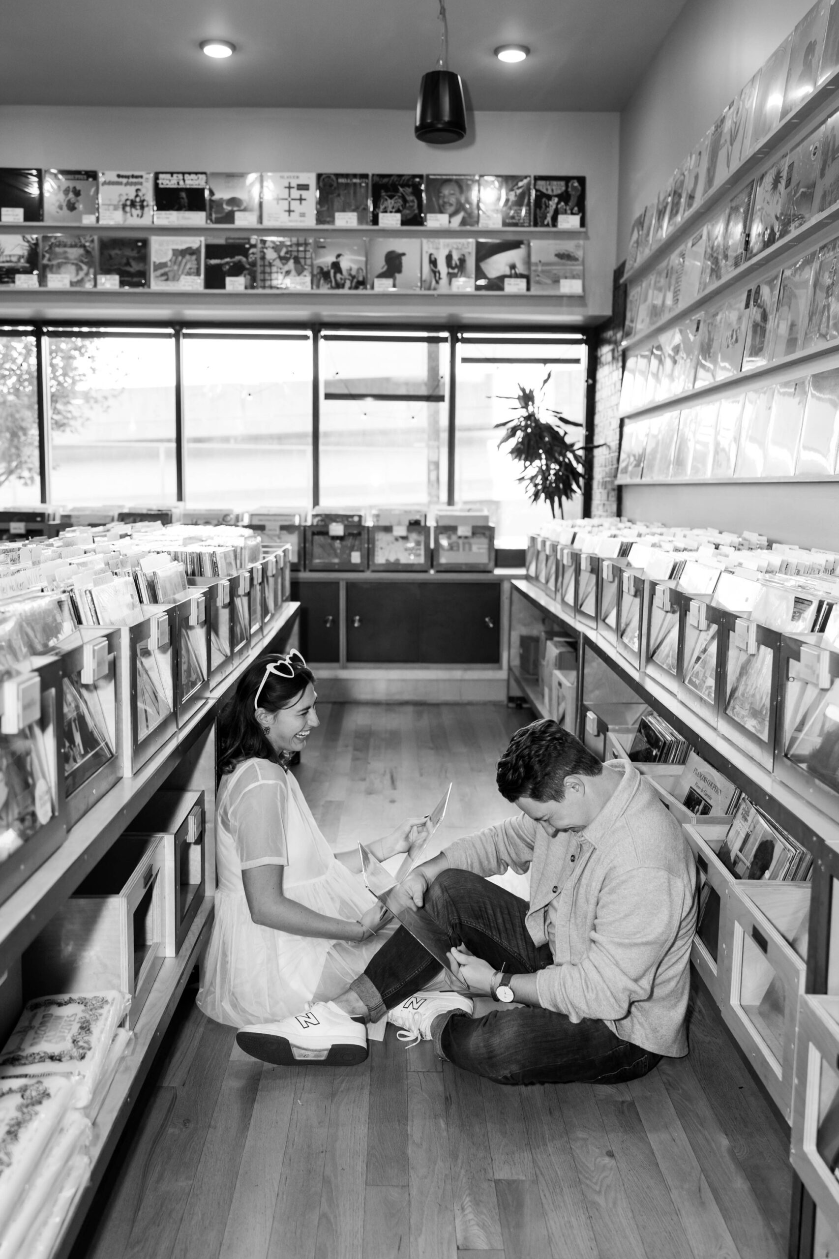 record store engagement session