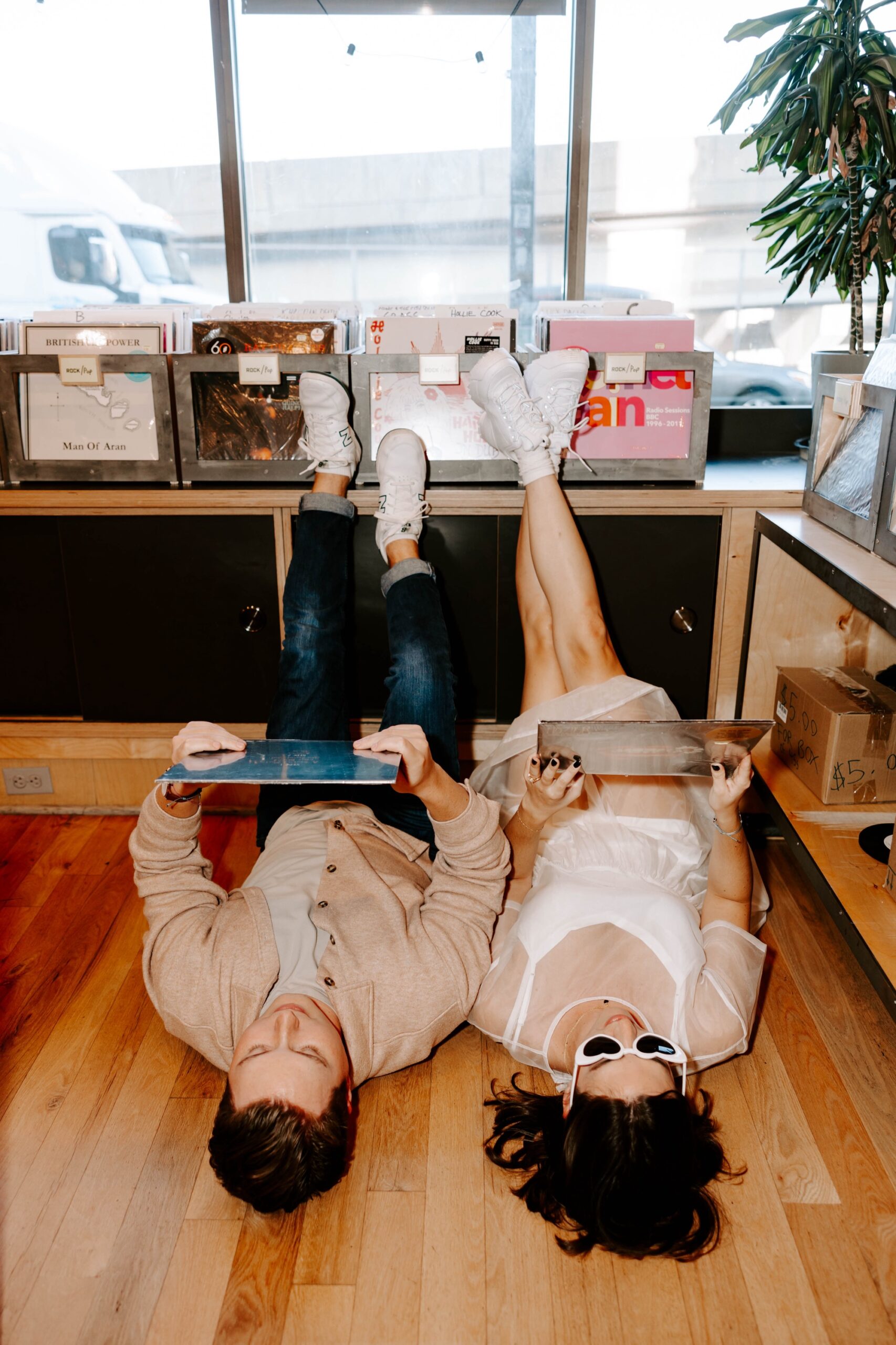 record store engagement session