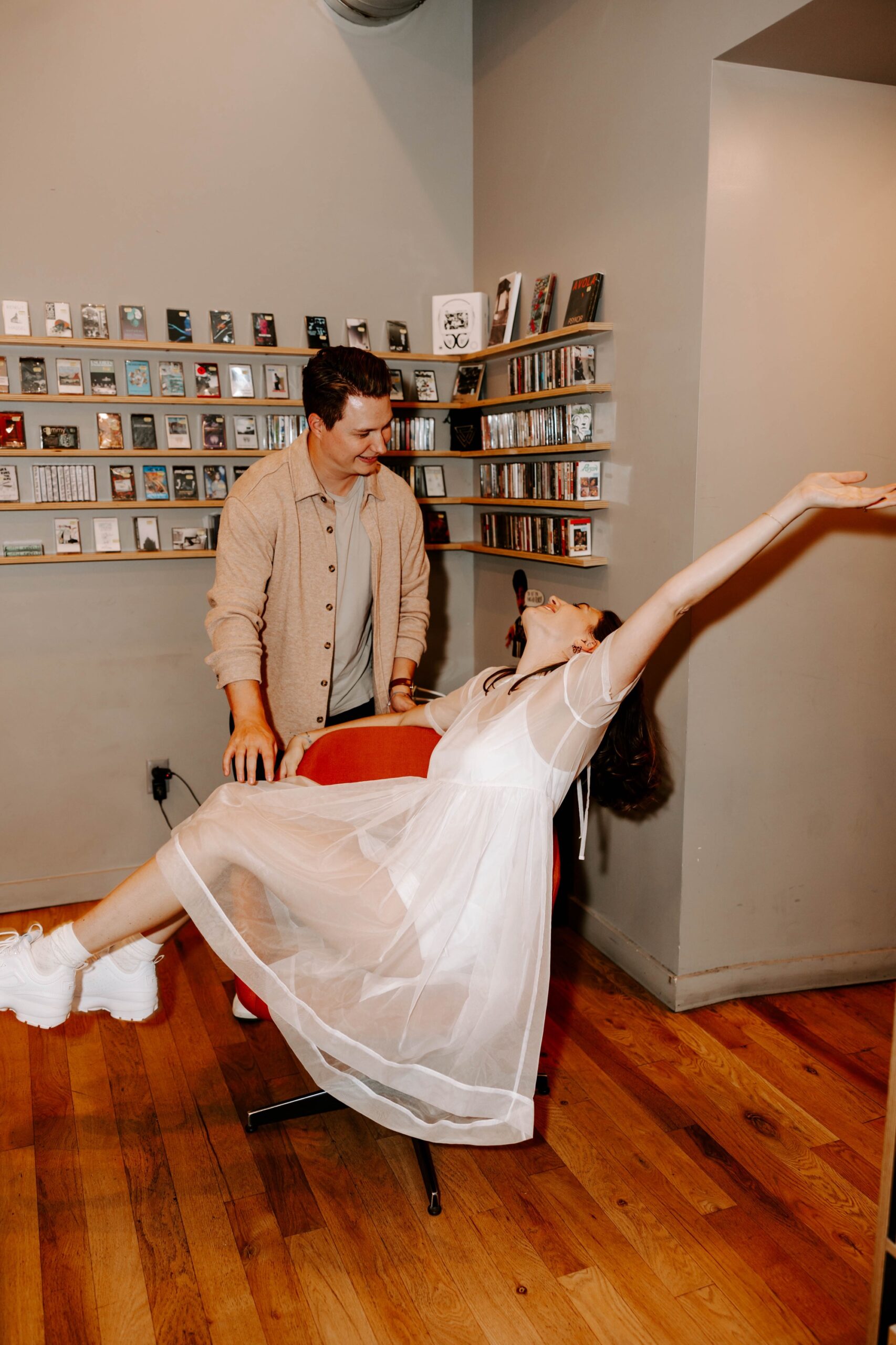 record store engagement session