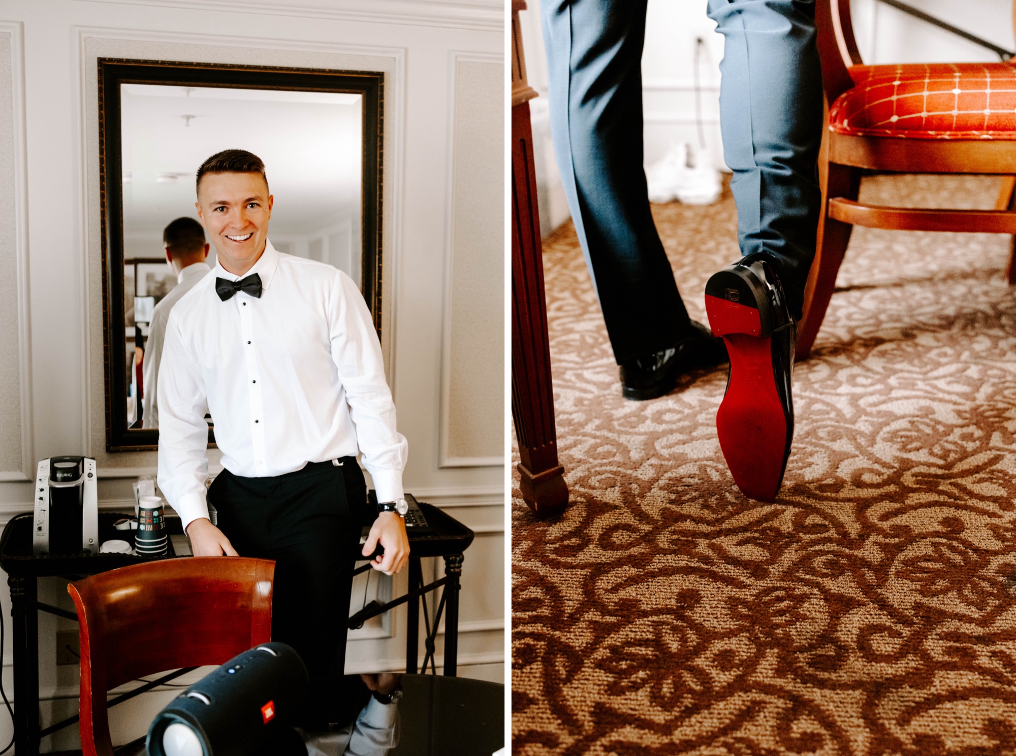 groom getting ready at the Omni William Penn Hotel Pittsburgh