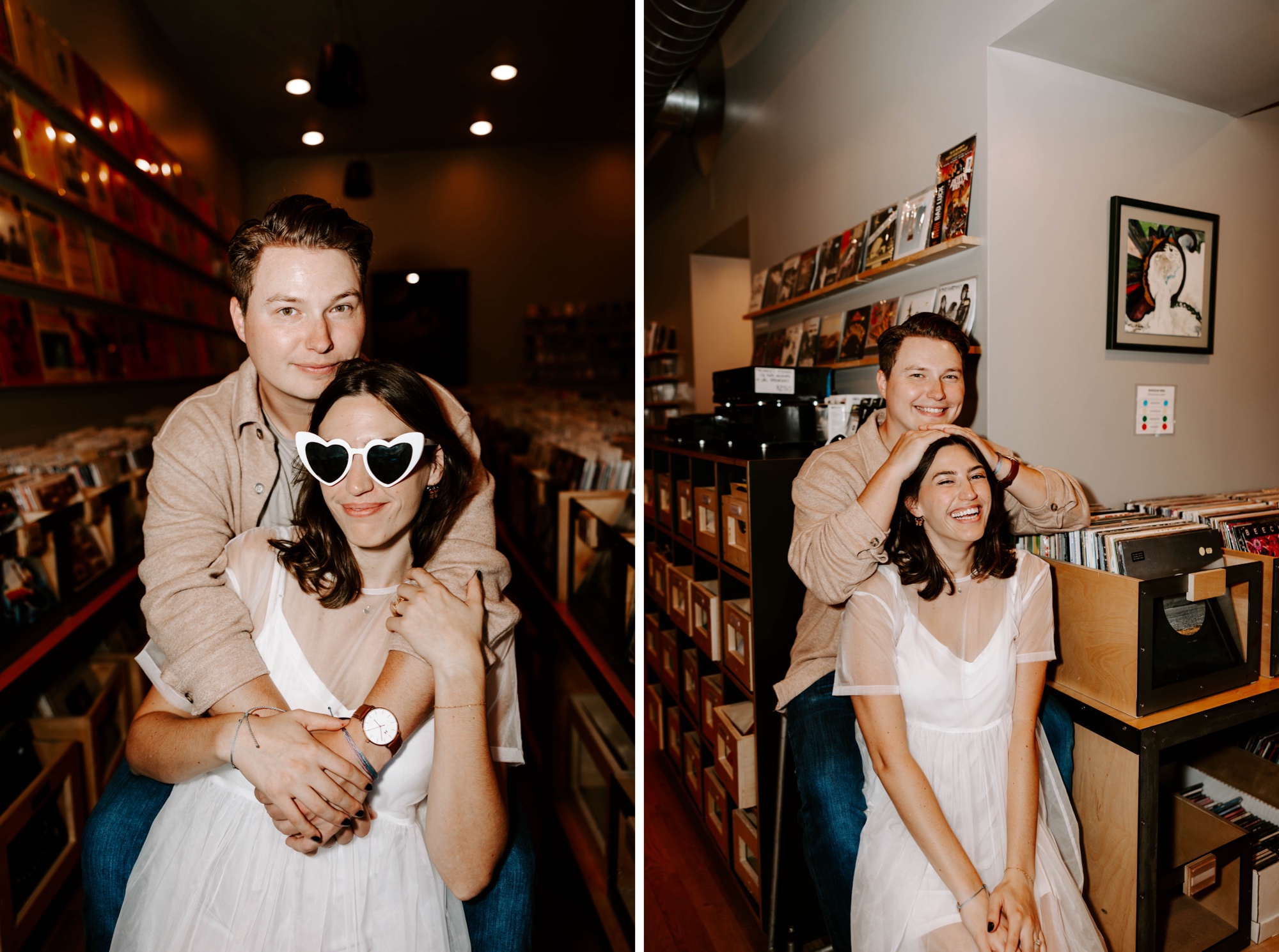 record store engagement session