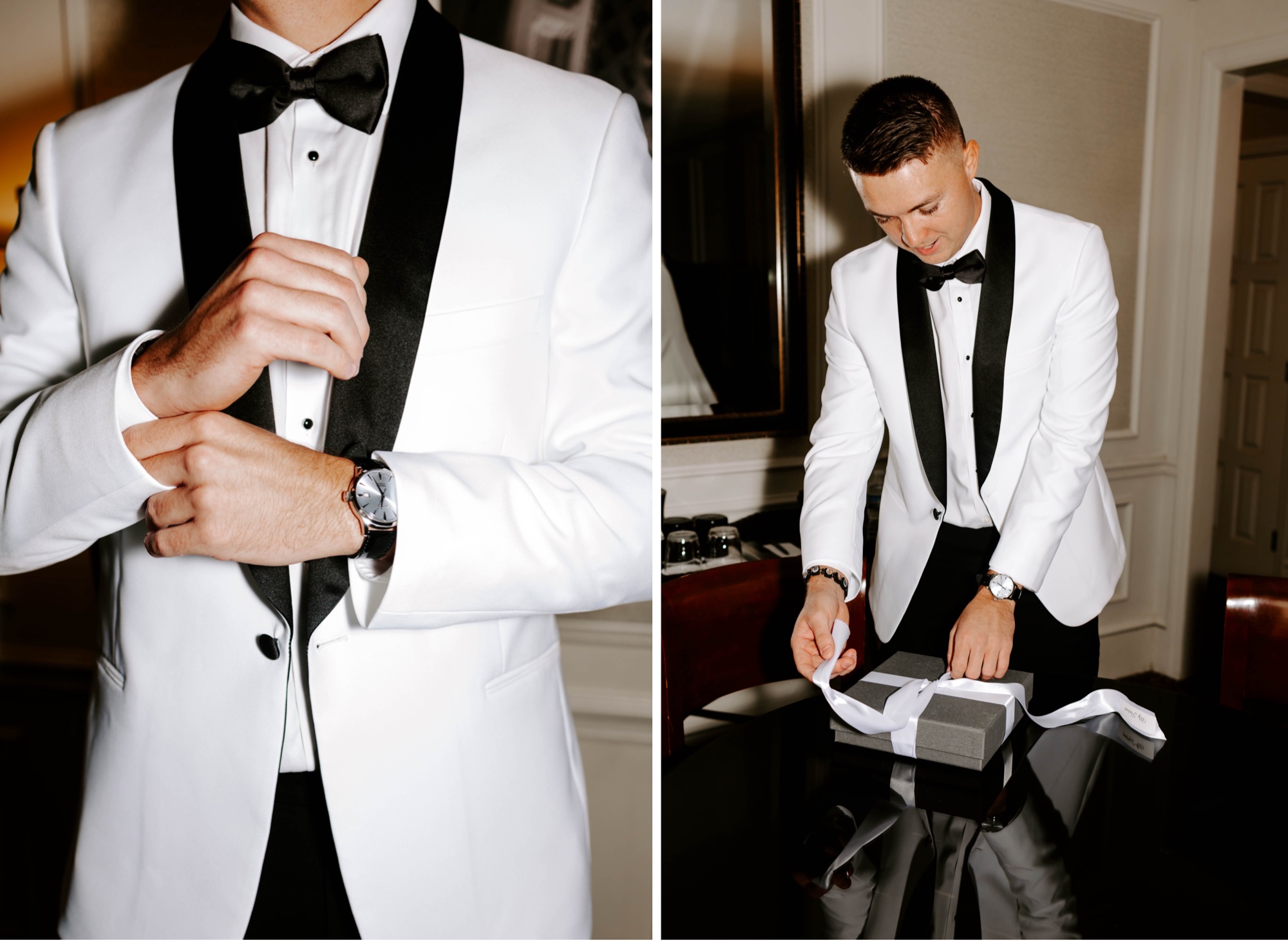 groom getting ready at the Omni William Penn Hotel Pittsburgh