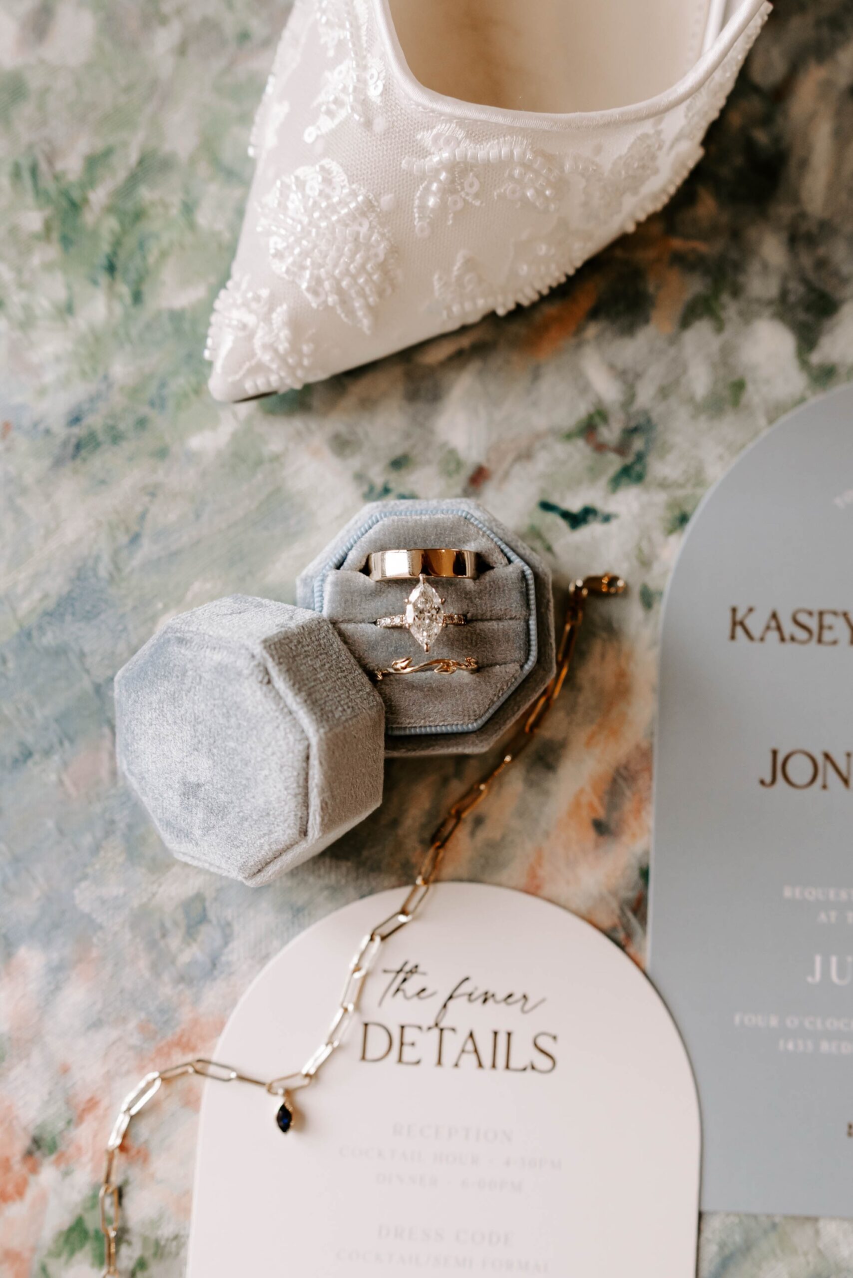 Wedding details; lay flat photography