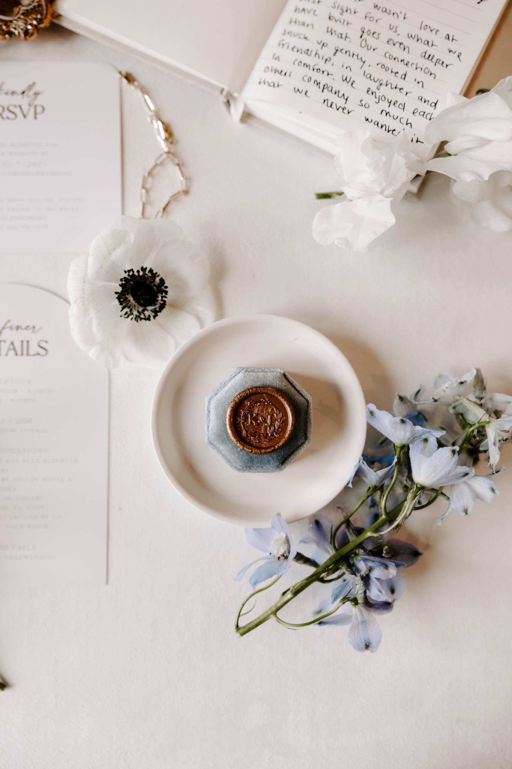 Wedding details; lay flat photography