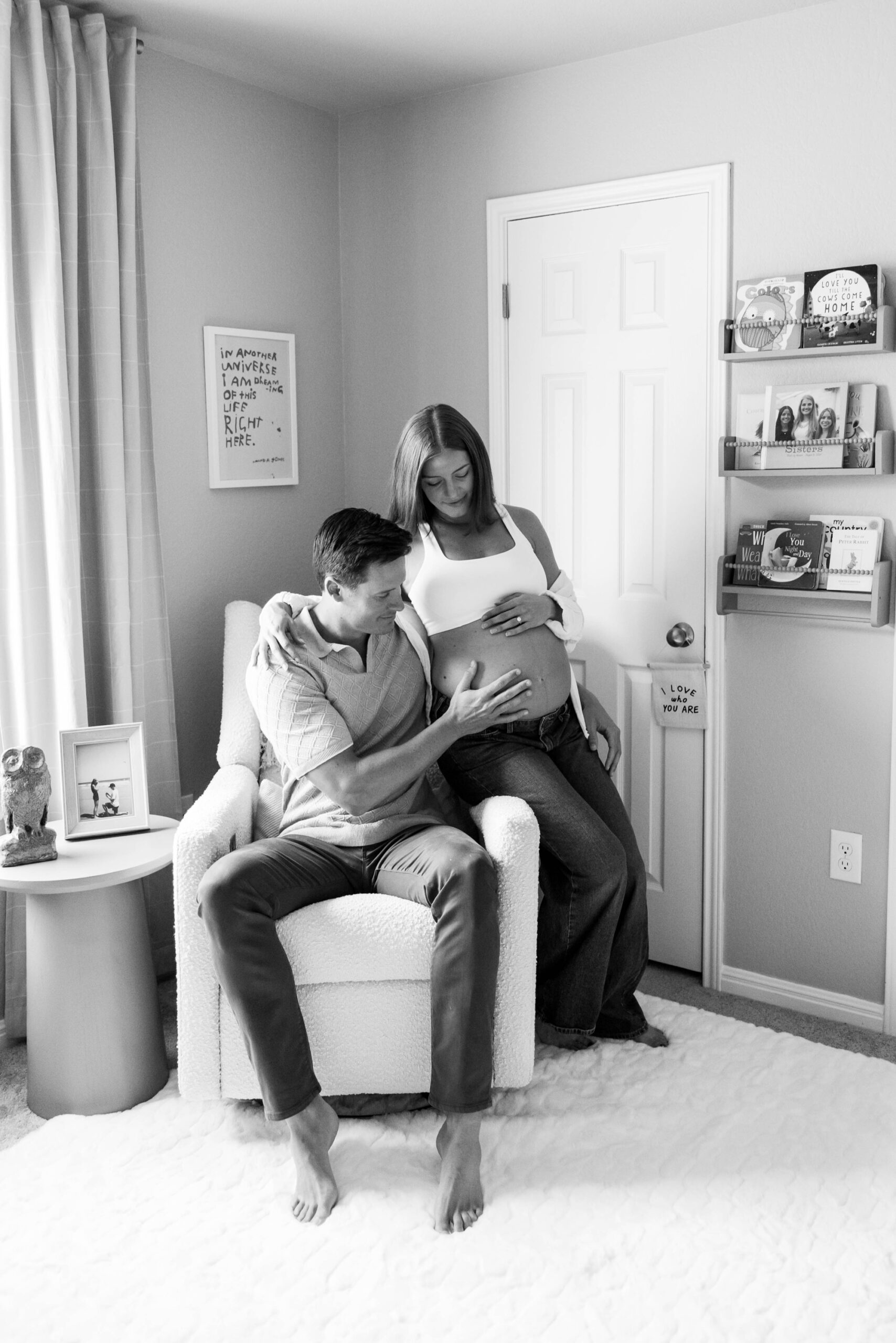 maternity photos in home nursery