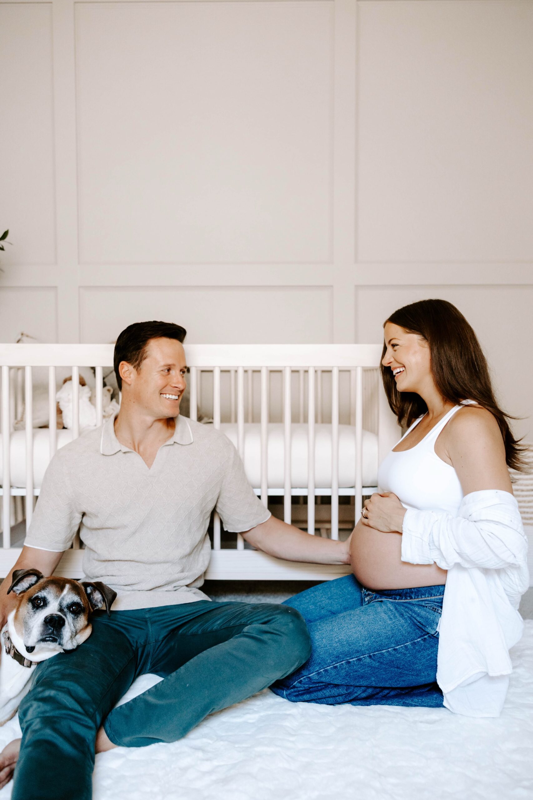 maternity photos in home nursery