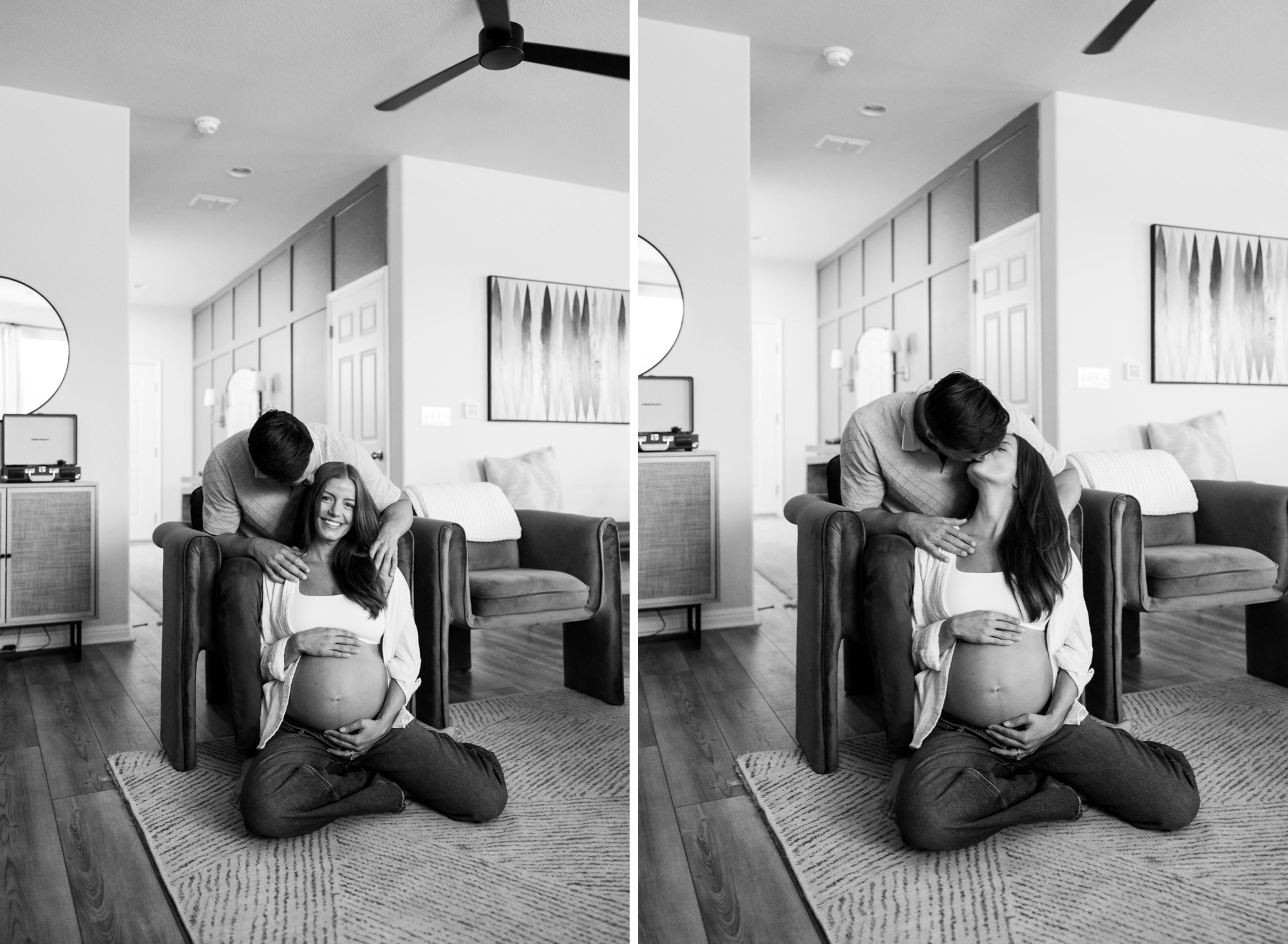 living room maternity photos