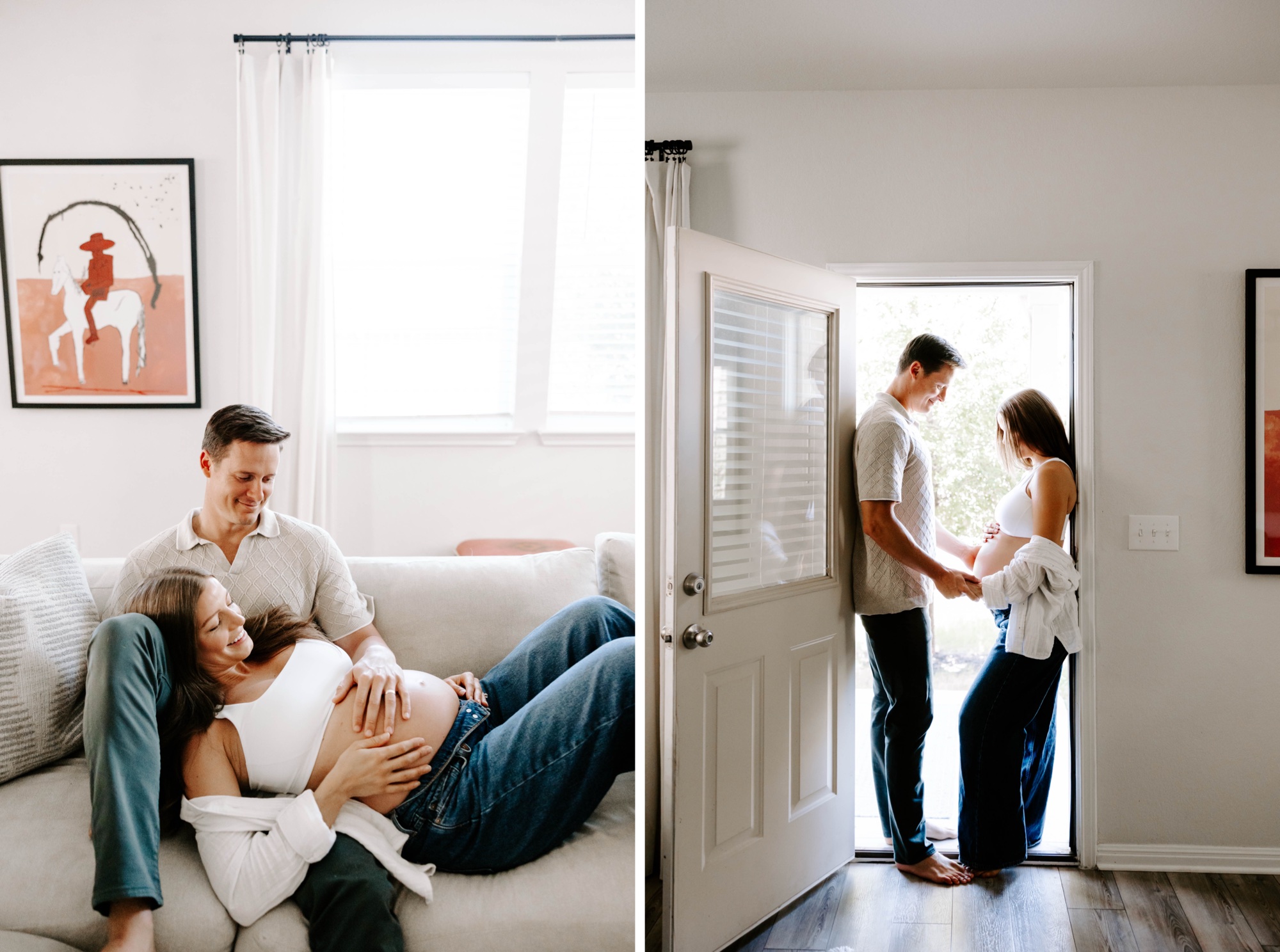 living room maternity photos