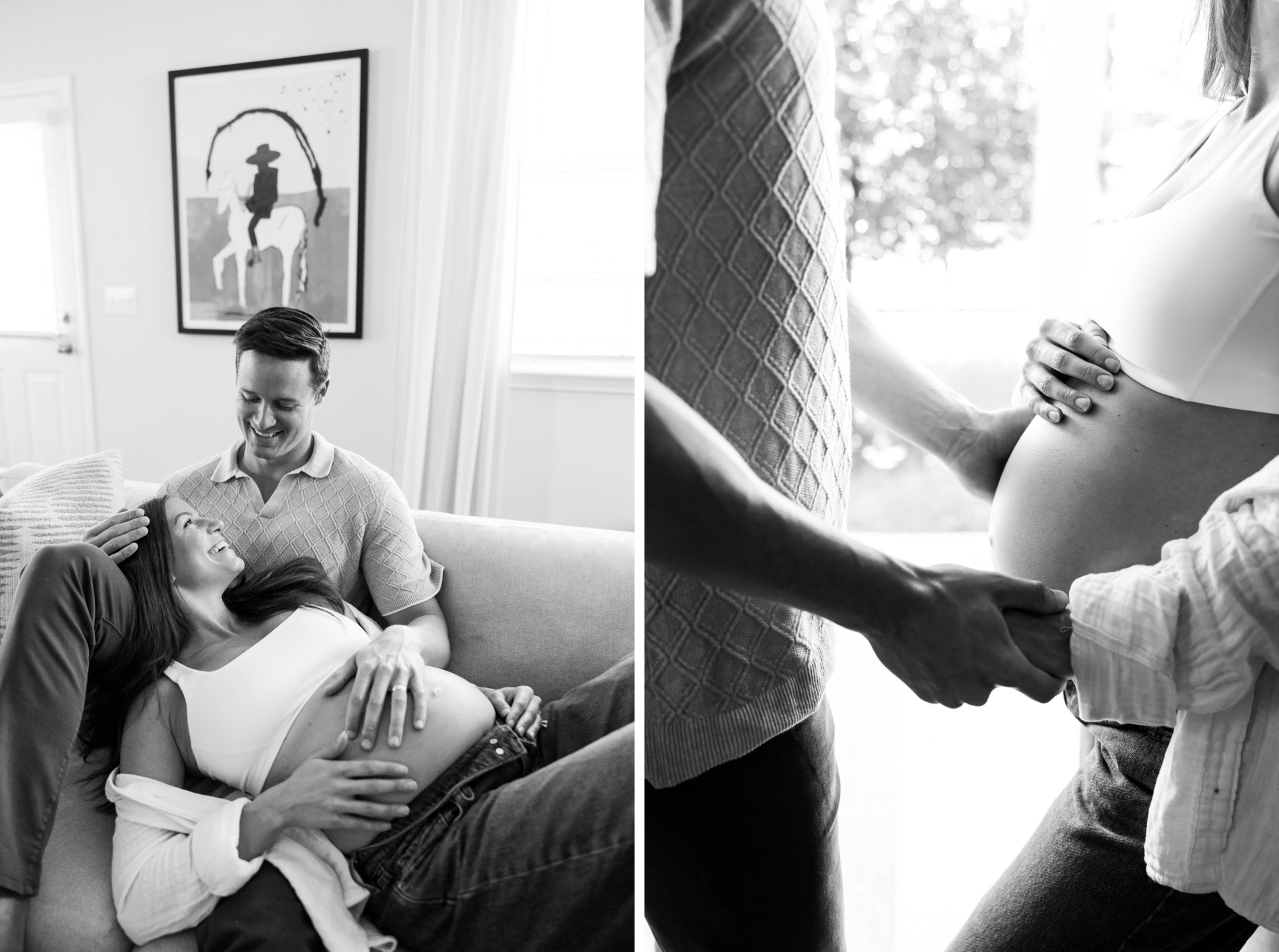 living room maternity photos