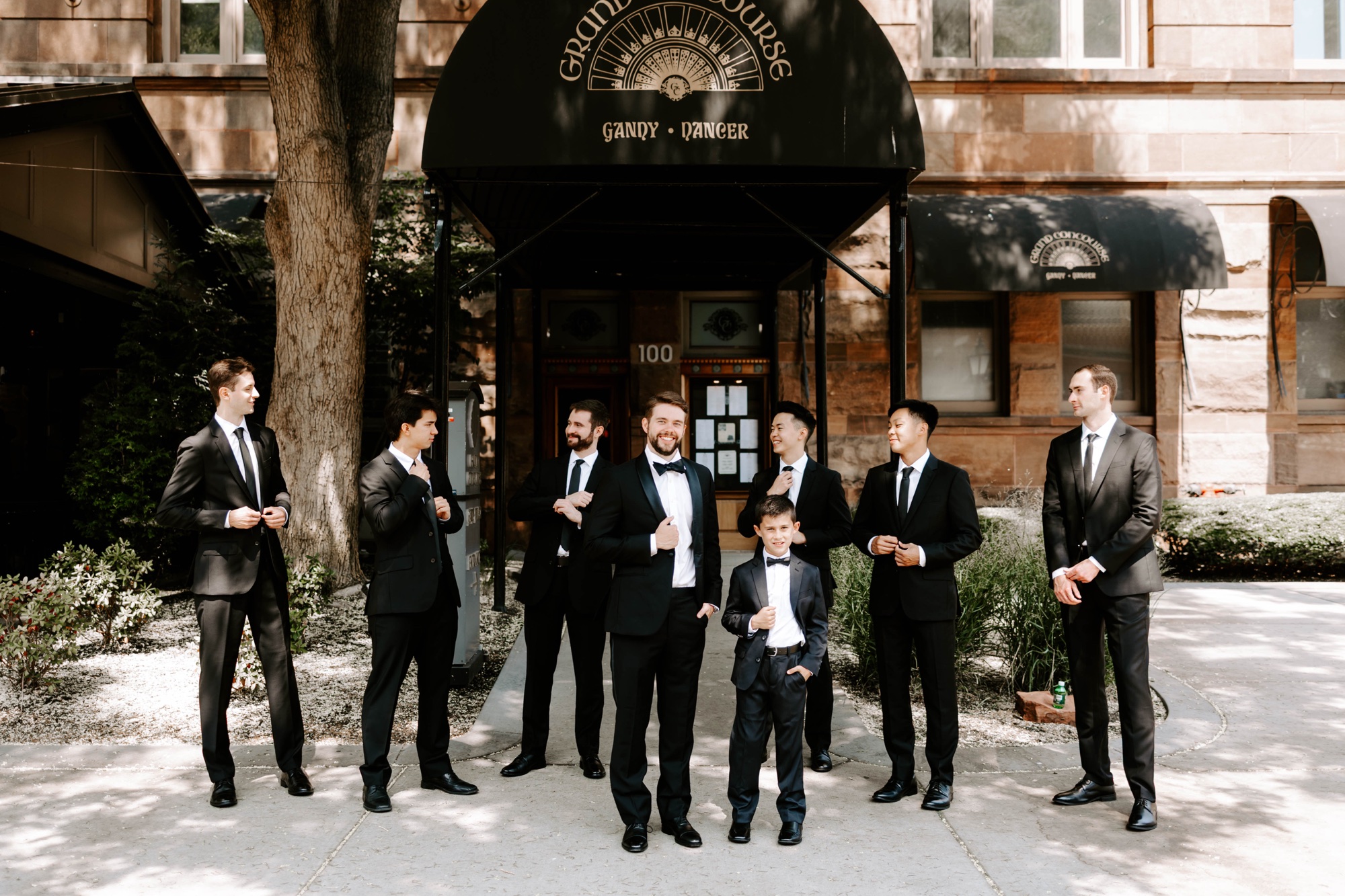 groomsmen potraits at the Gandy Dancer Saloon, Grand Concourse Pittsburgh