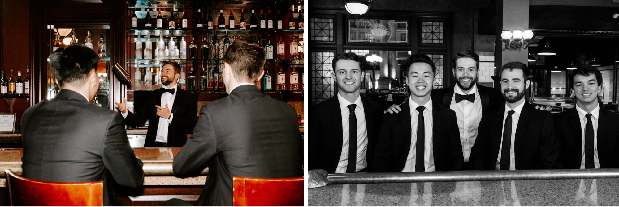 creative groomsmen and groom photos at the Gandy Dancer Saloon The Grand Concourse in Pittsburgh