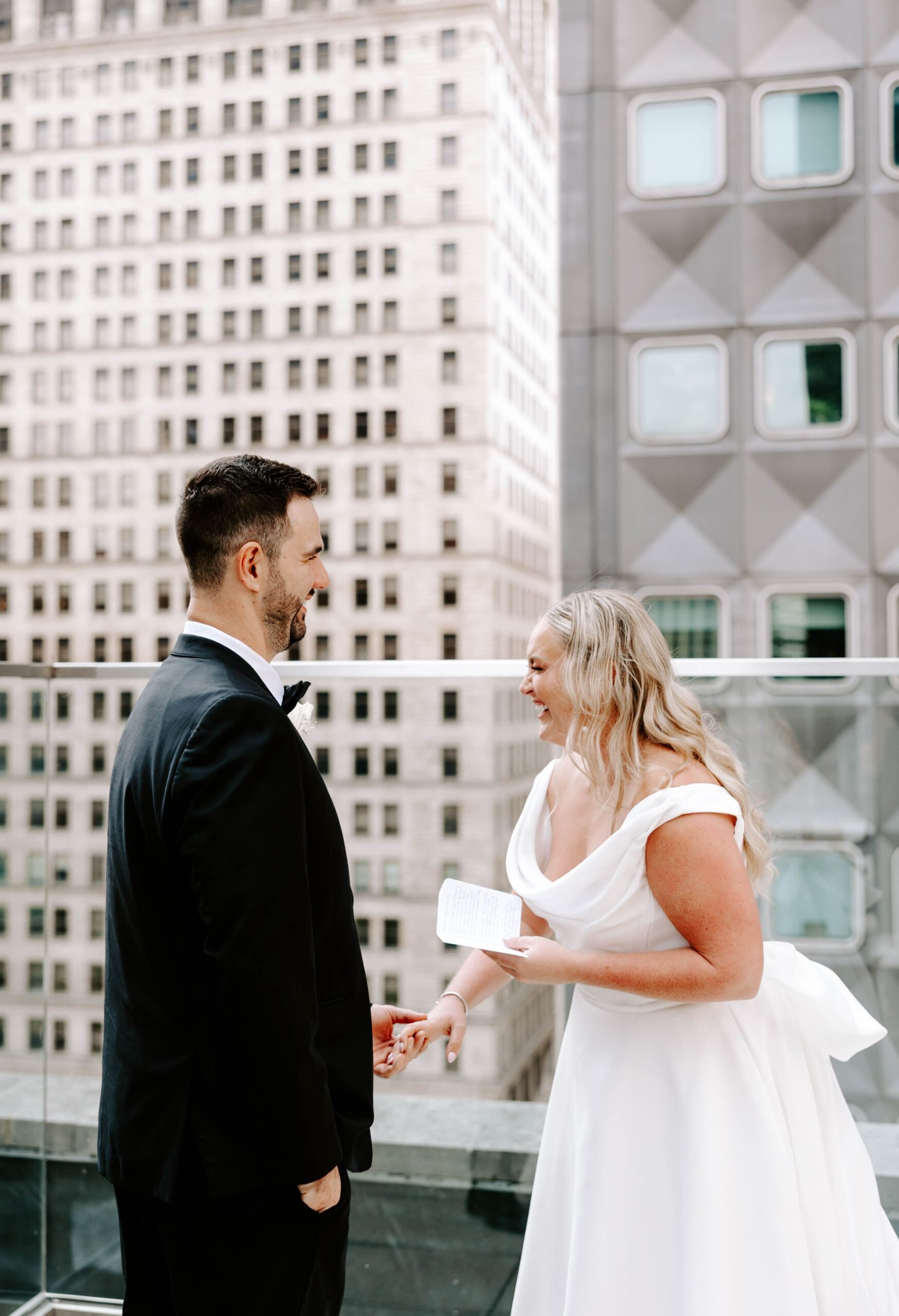 first look and couples wedding portraits downtown pittsburgh
