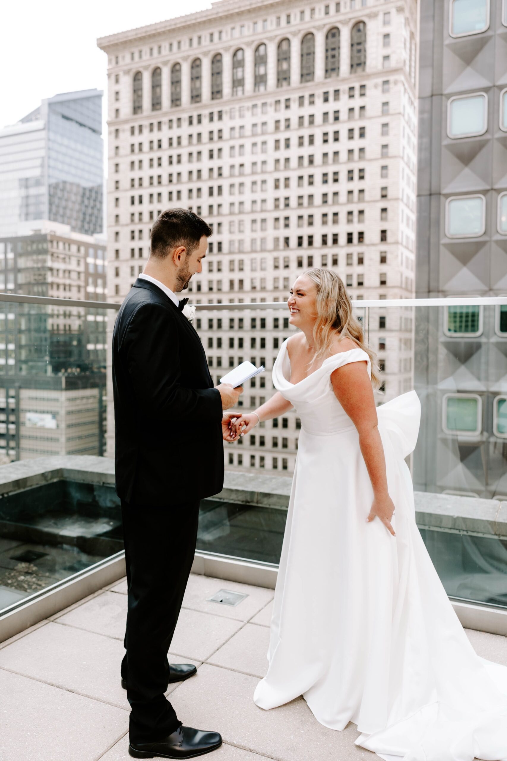 first look and couples wedding portraits downtown pittsburgh