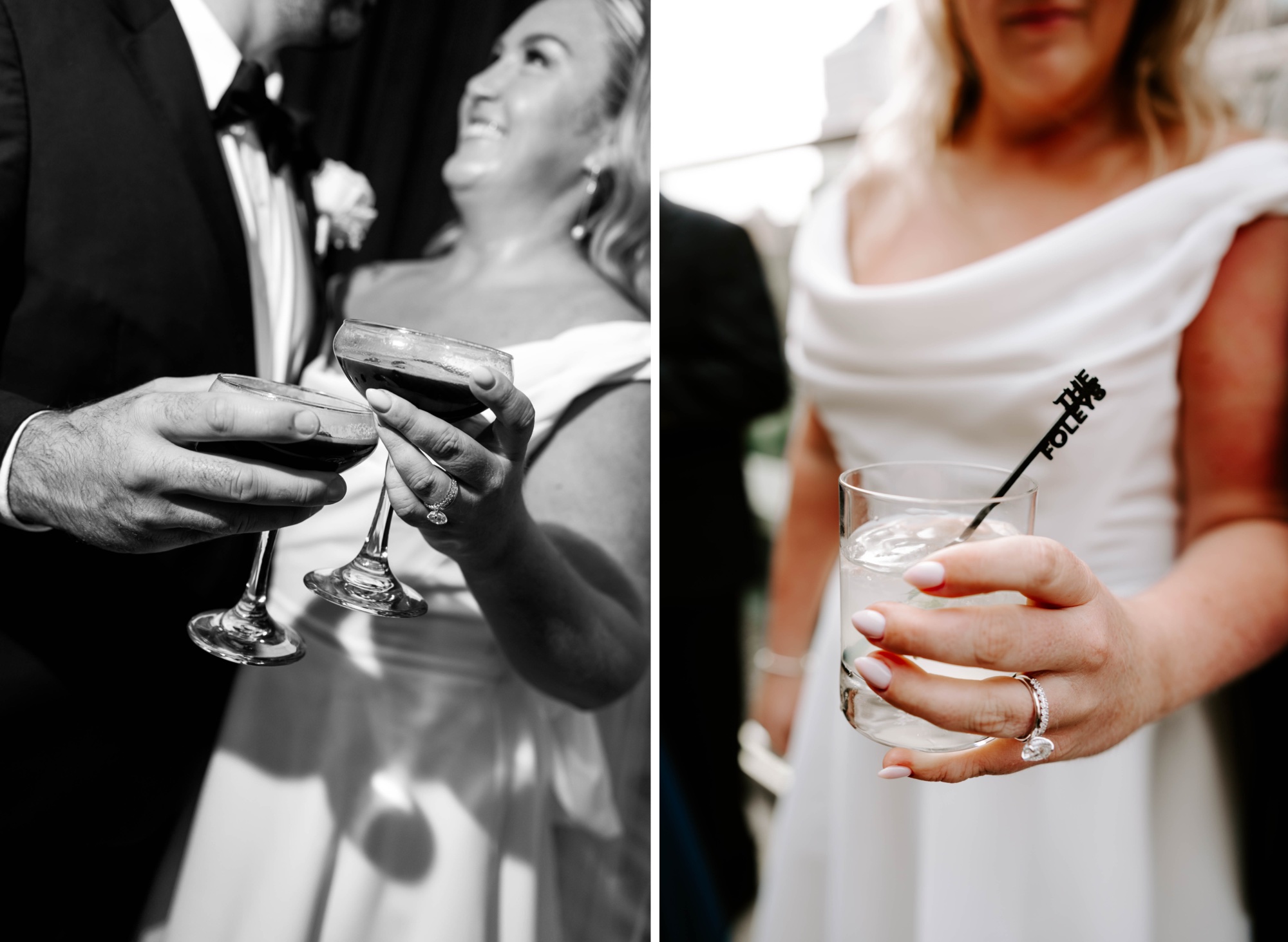 black and white wedding themed cocktails