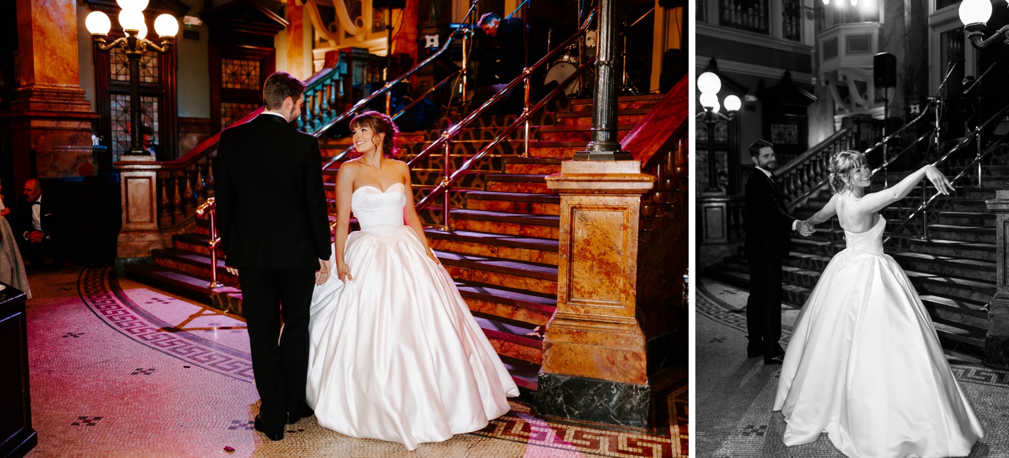 weddings at The Grand Concourse in Pittsburgh; bold wedding photography; flash photography