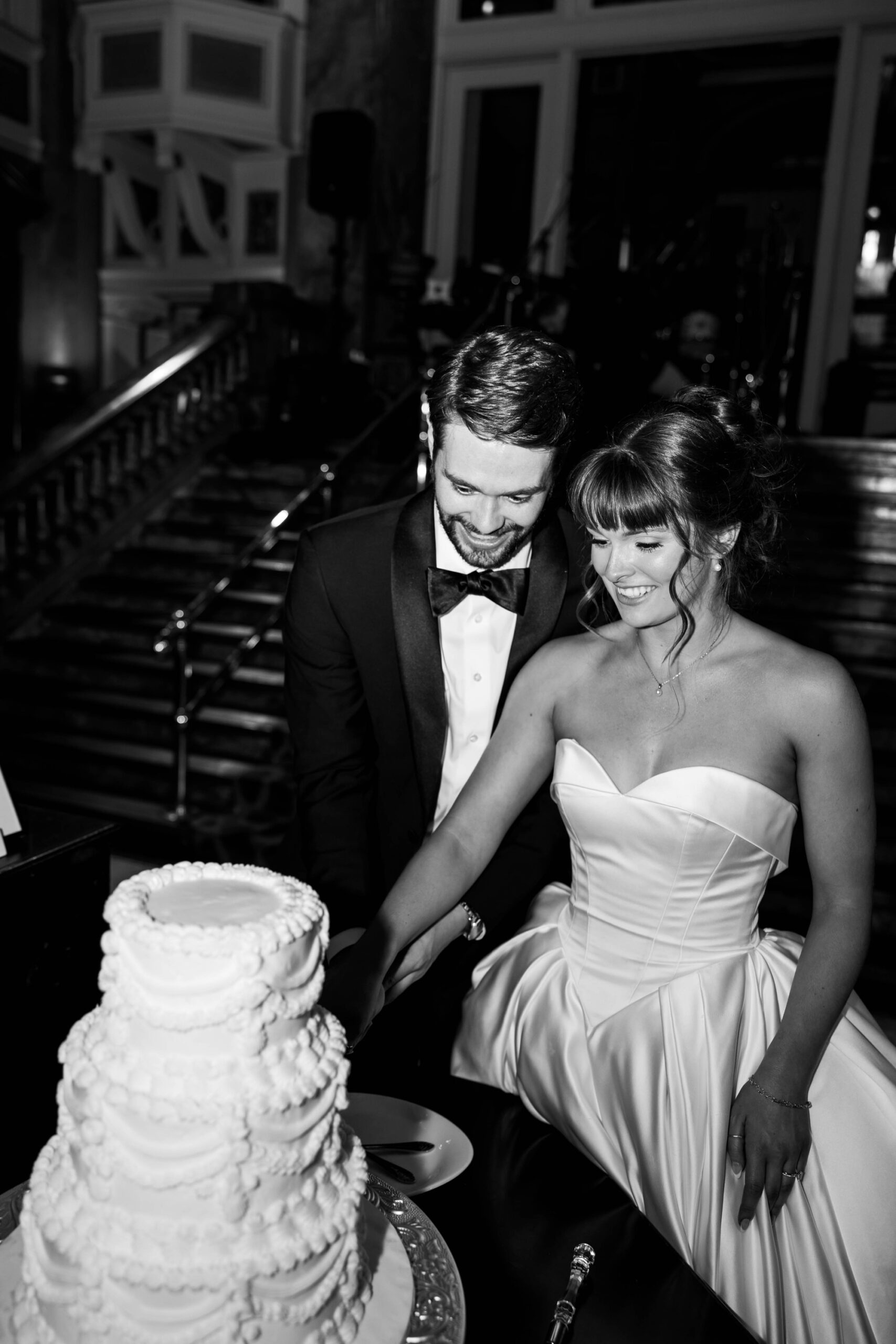 cutting the cake on wedding day
