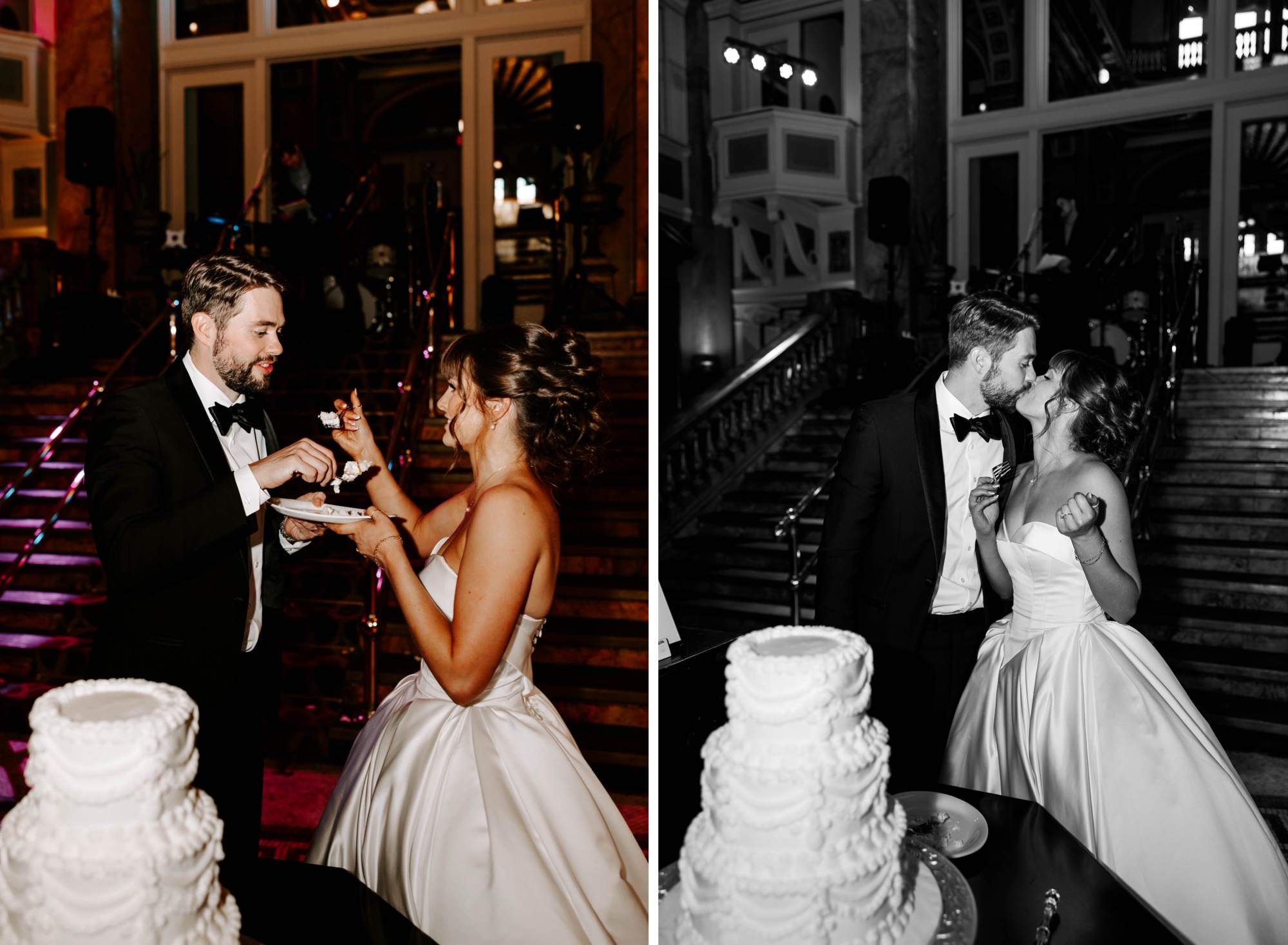 cutting the cake on wedding day