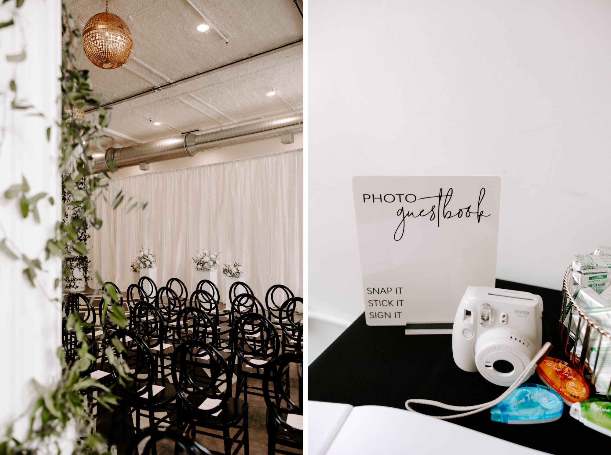 modern classic black and white wedding at the Franklin on Penn wedding and event venue in Pittsburgh