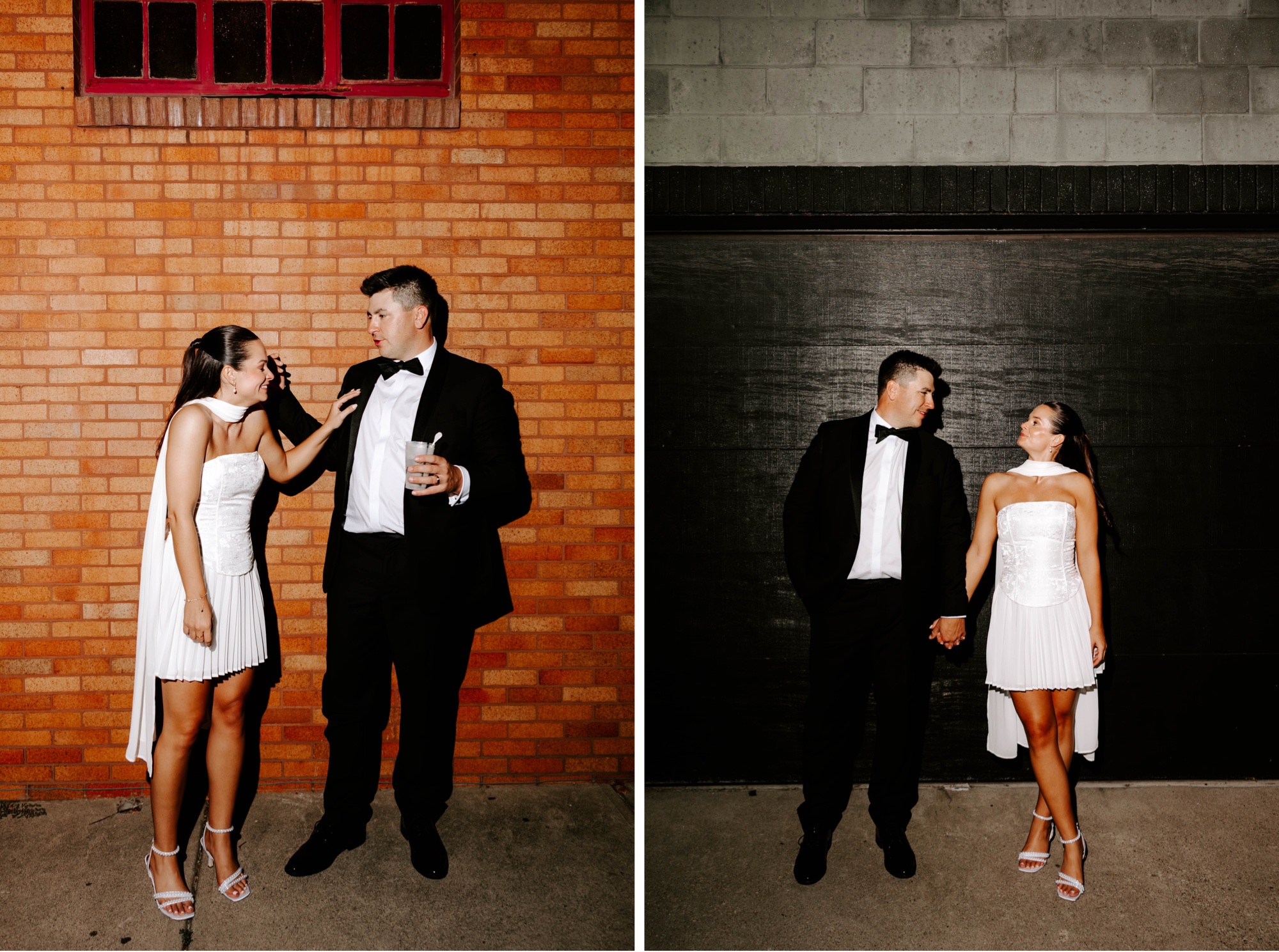 wedding flash photography with reception dress