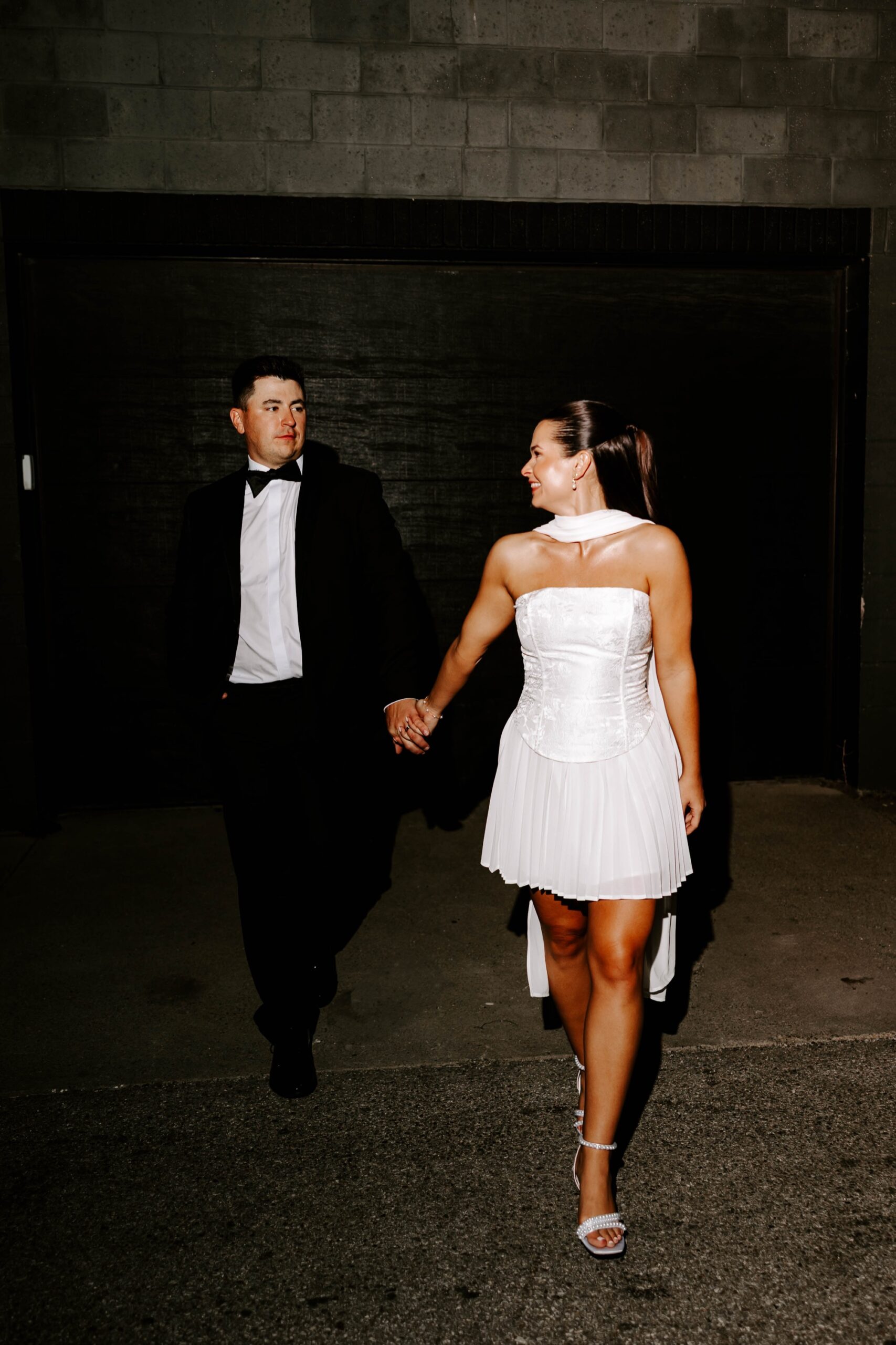 wedding flash photography with reception dress