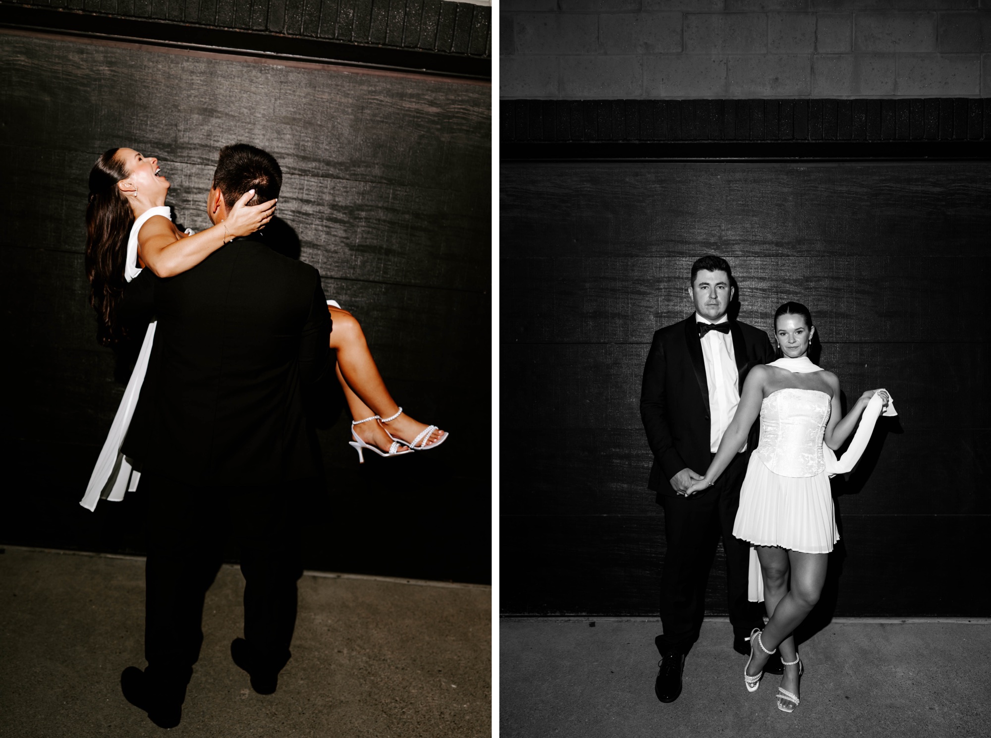 wedding flash photography with reception dress