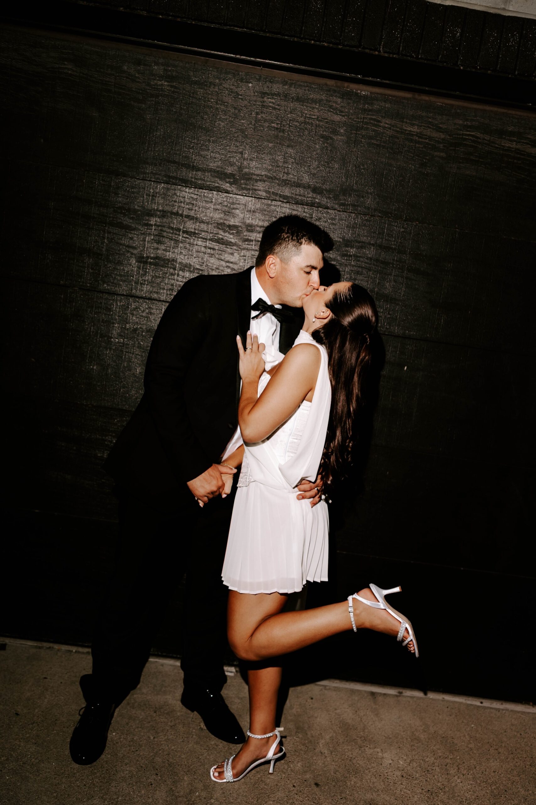 wedding flash photography with reception dress