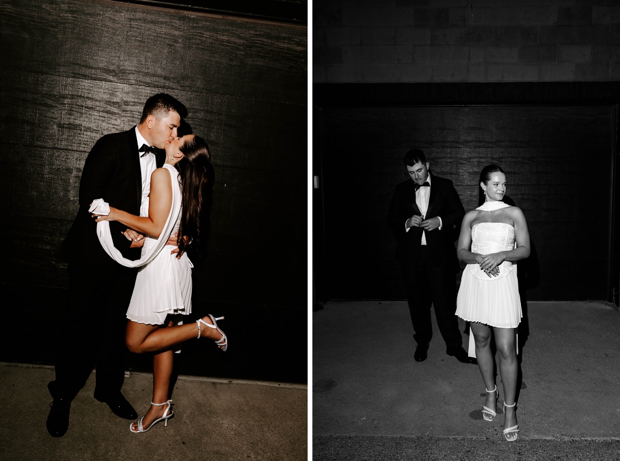 wedding flash photography with reception dress