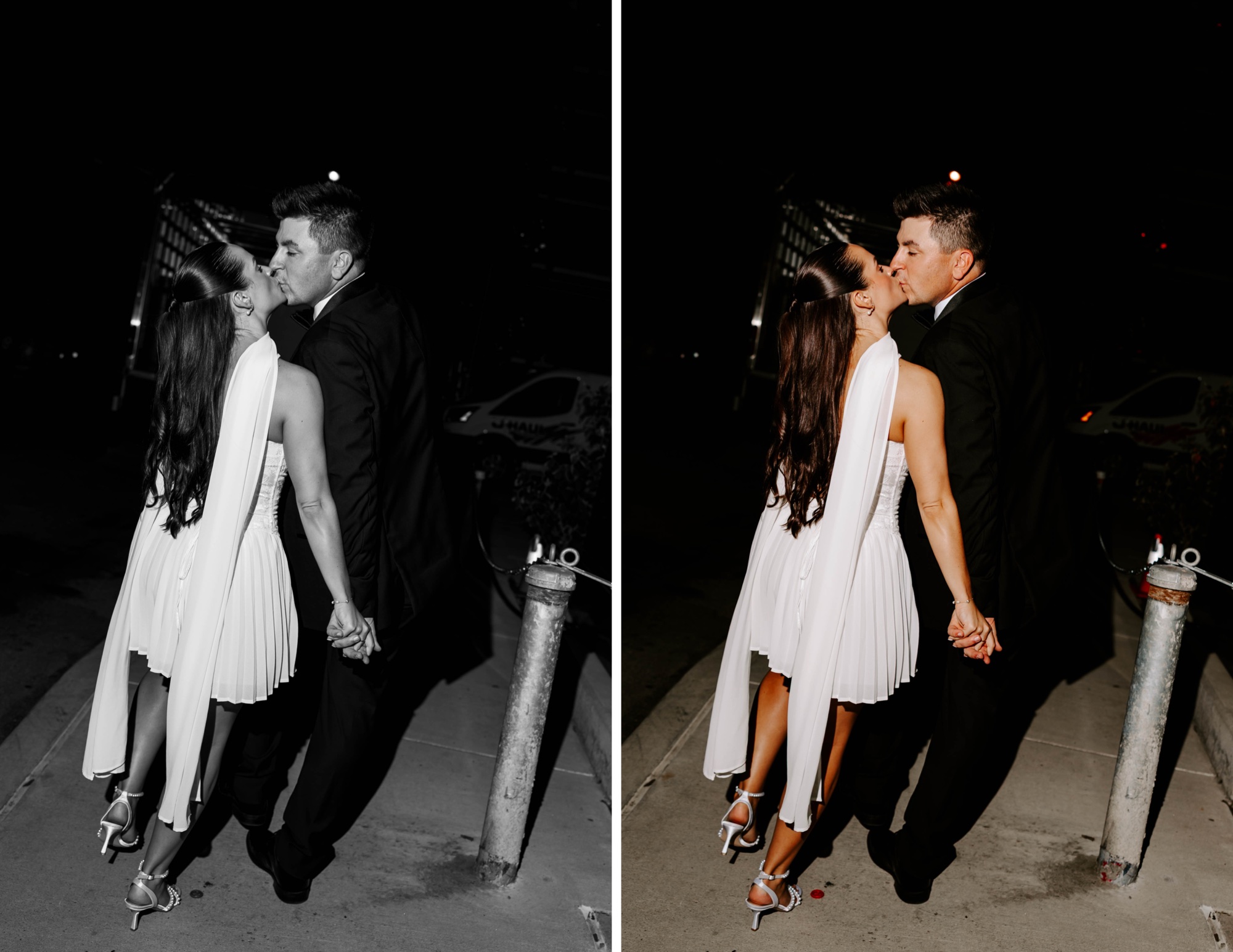 wedding flash photography with reception dress