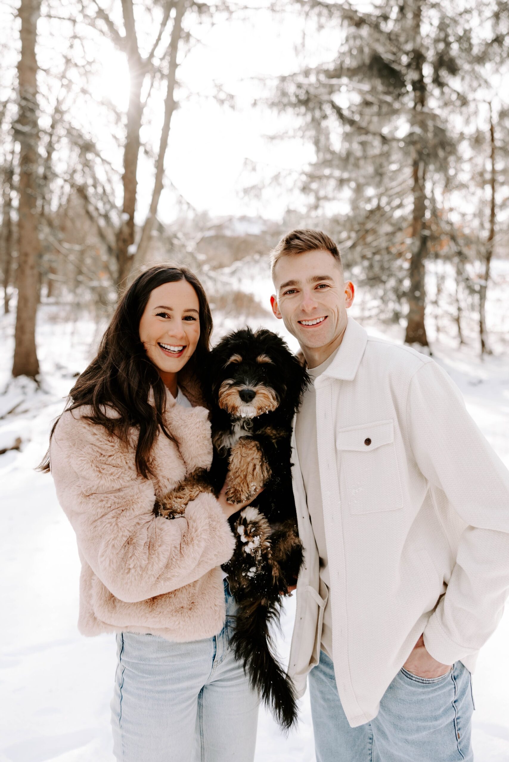 snowy winter engagement photos