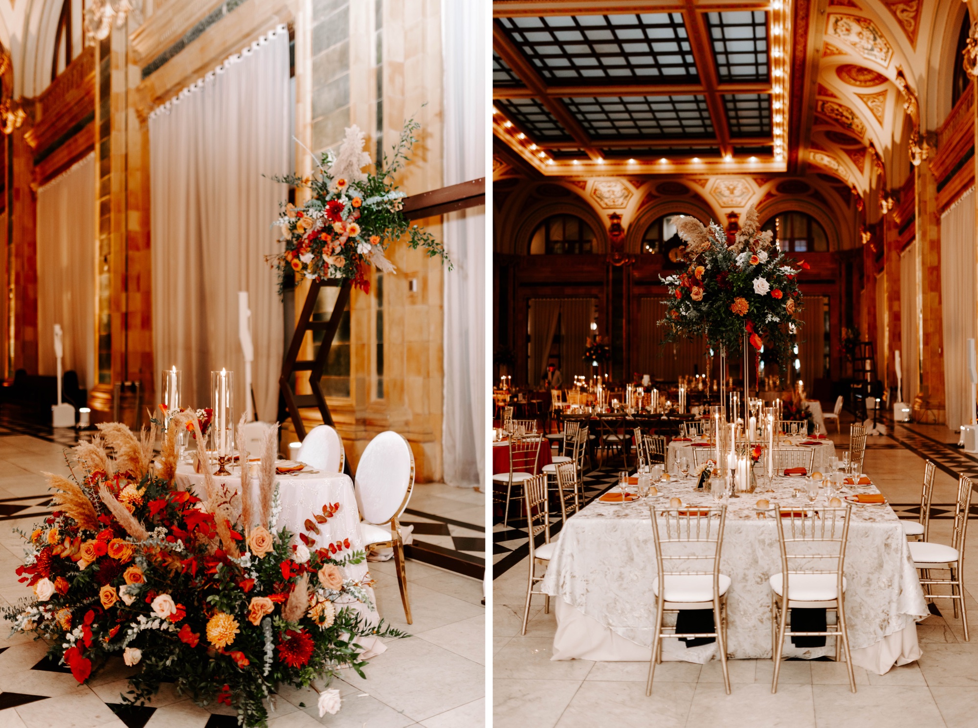 examples of real weddings at The Rotunda at The Pennsylvanian, Pittsburgh; fall wedding decor