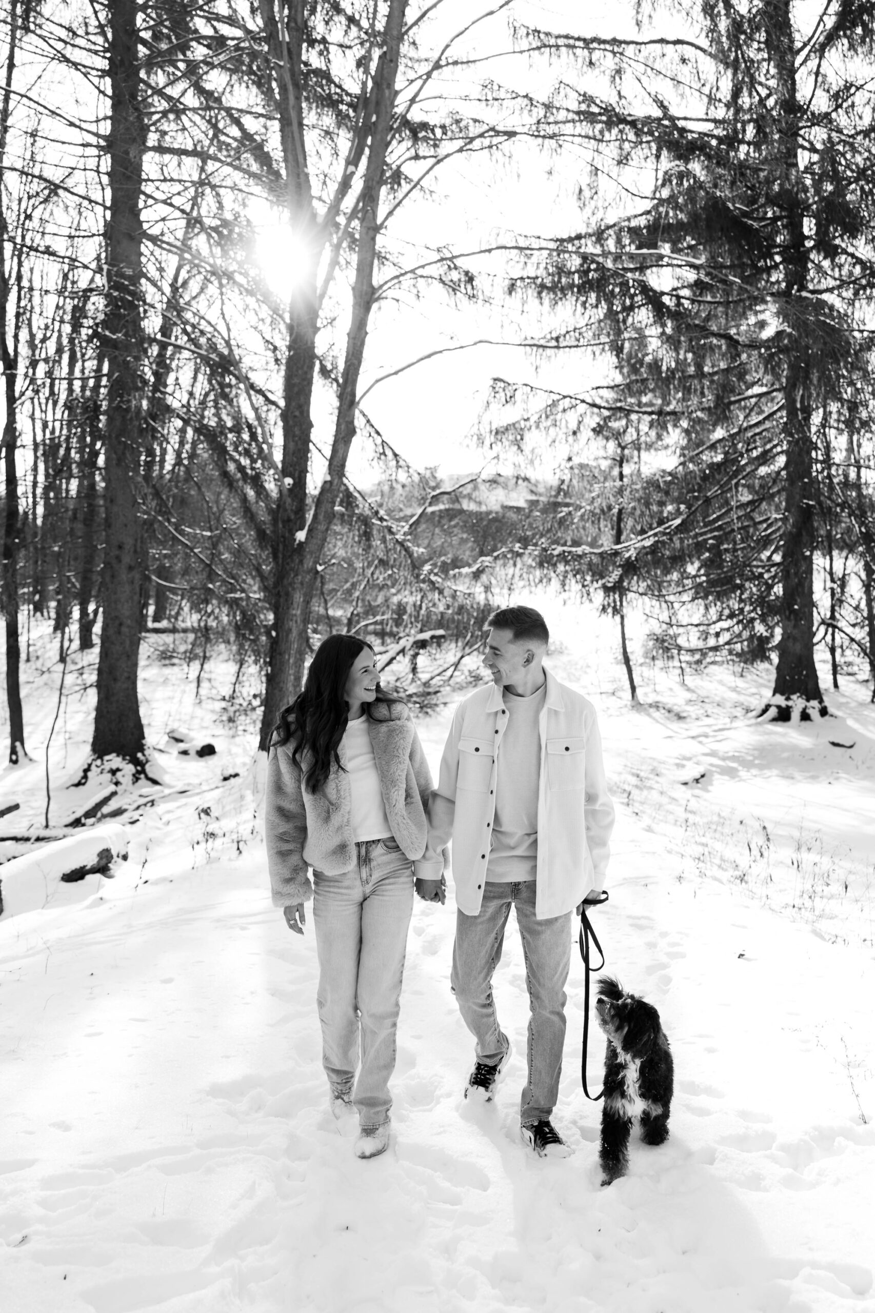 snowy winter engagement photos