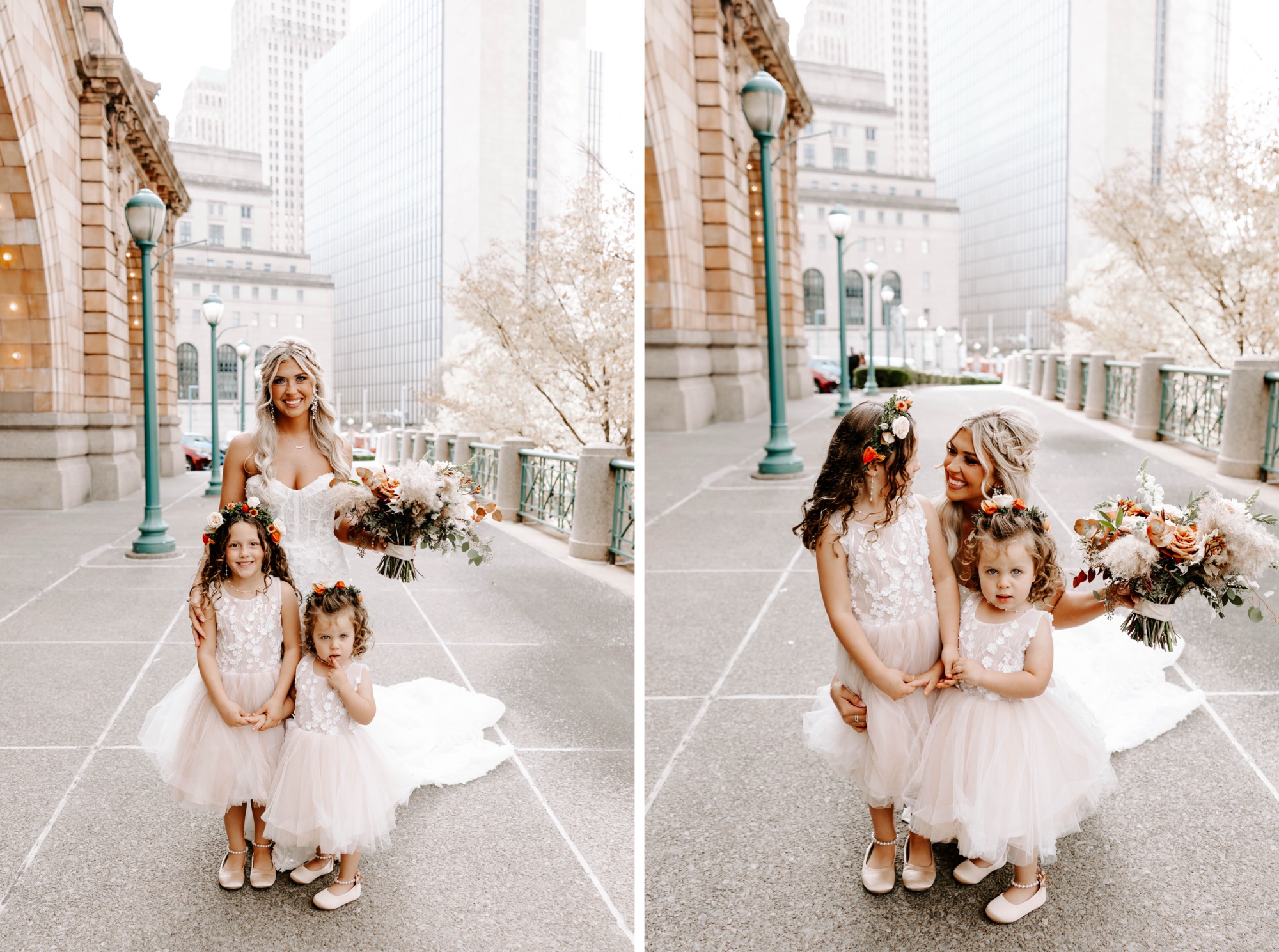 bridal portraits with flower girls