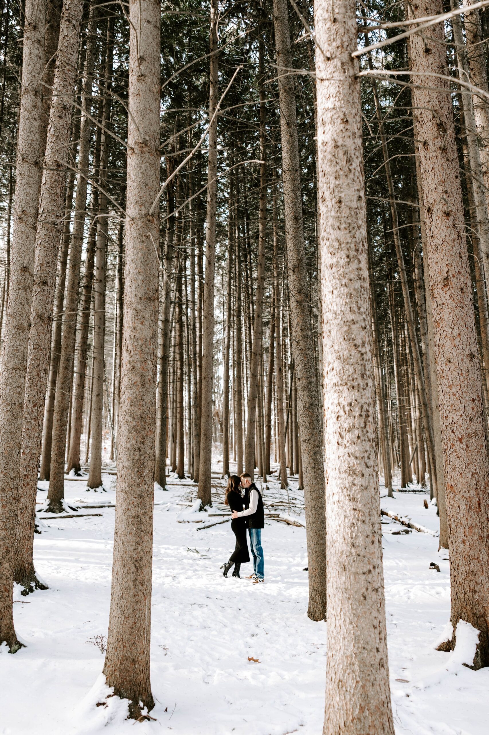 snowy winter engagement photo session in pittsburgh