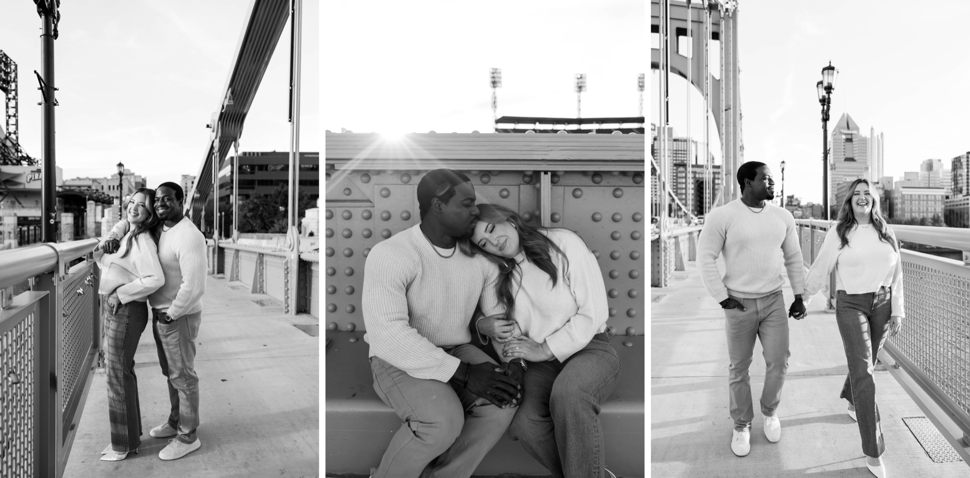 portraits on the bridge for engagment photos
