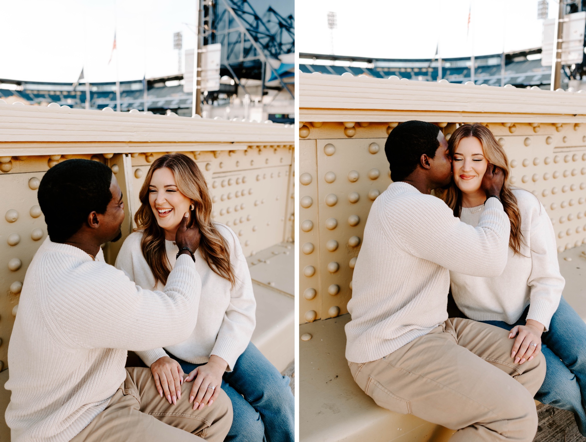 portraits on the bridge for engagment photos